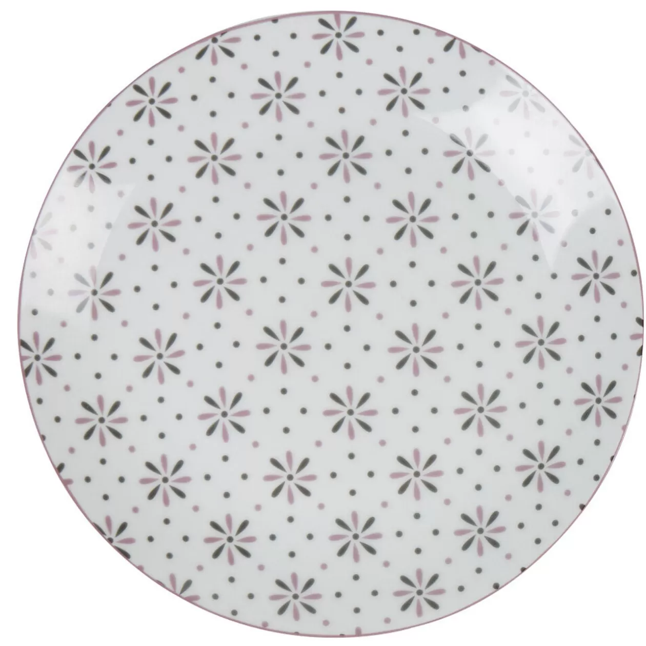 Gifi Assiette plate ronde blanche motif fleurs violettes< Vaisselle Et Accessoires De Table