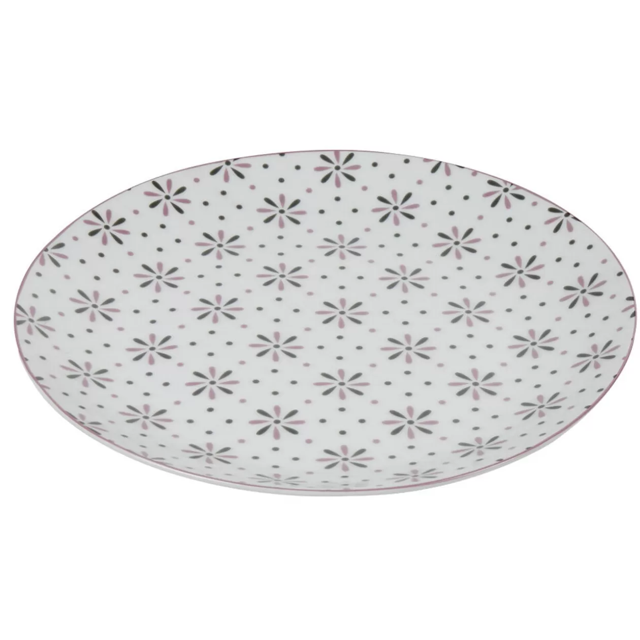 Gifi Assiette plate ronde blanche motif fleurs violettes< Vaisselle Et Accessoires De Table
