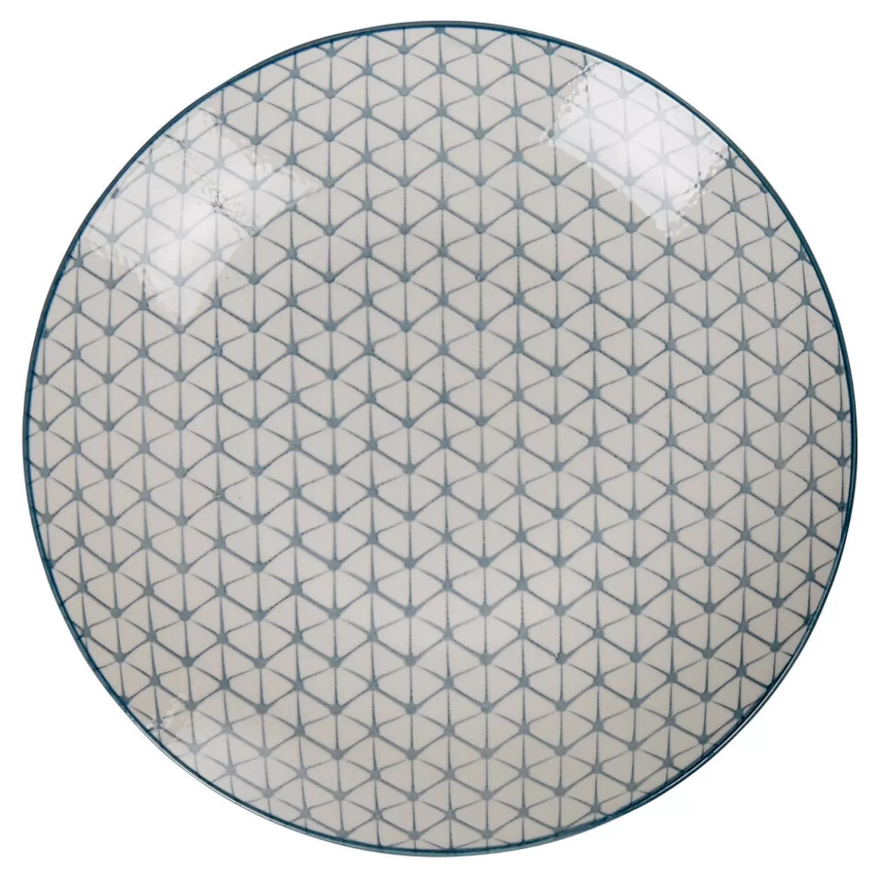 Gifi Assiette plate ronde blanche motif géométrique bleu Urban< Vaisselle Et Accessoires De Table