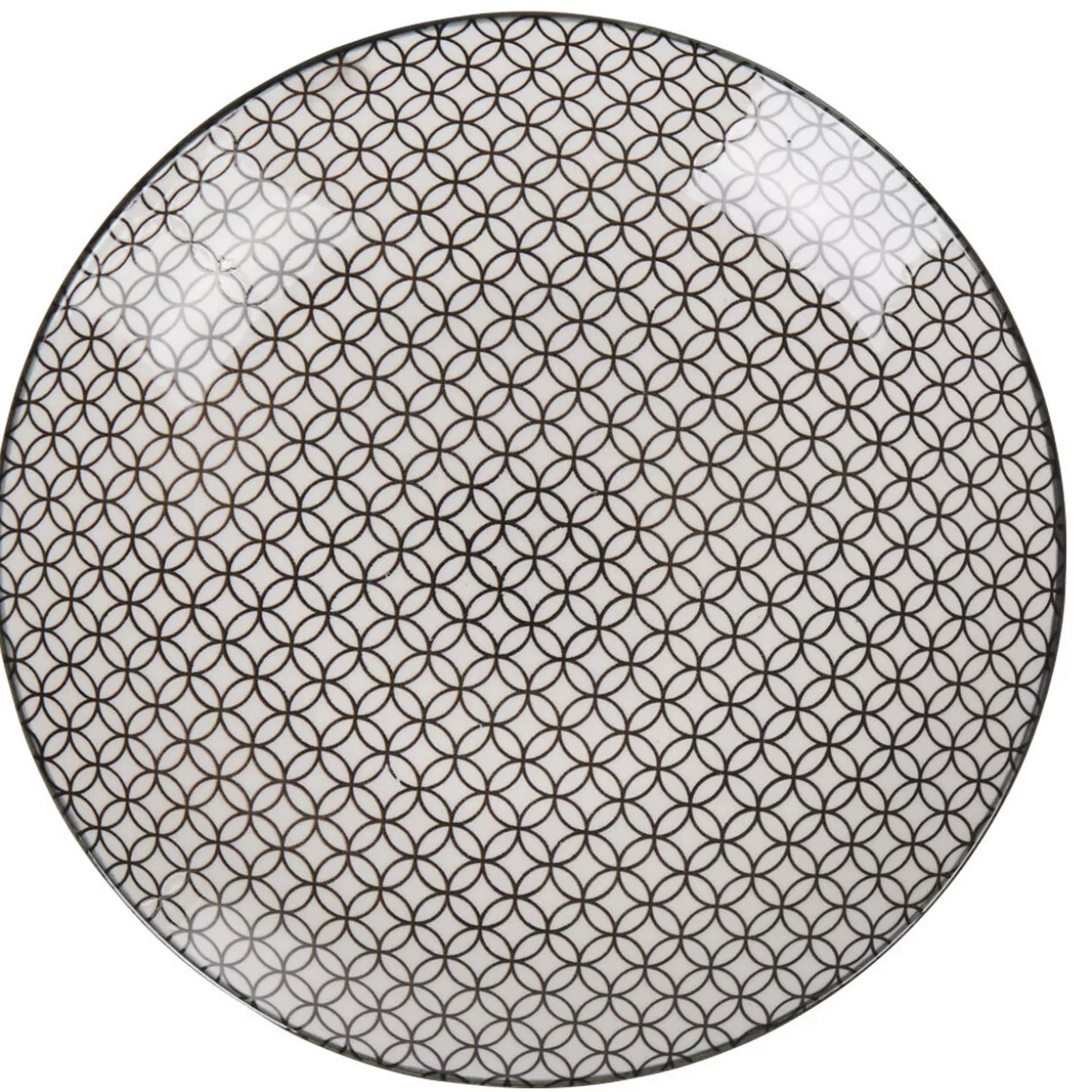 Gifi Assiette plate ronde blanche motif géométrique noir< Vaisselle Et Accessoires De Table