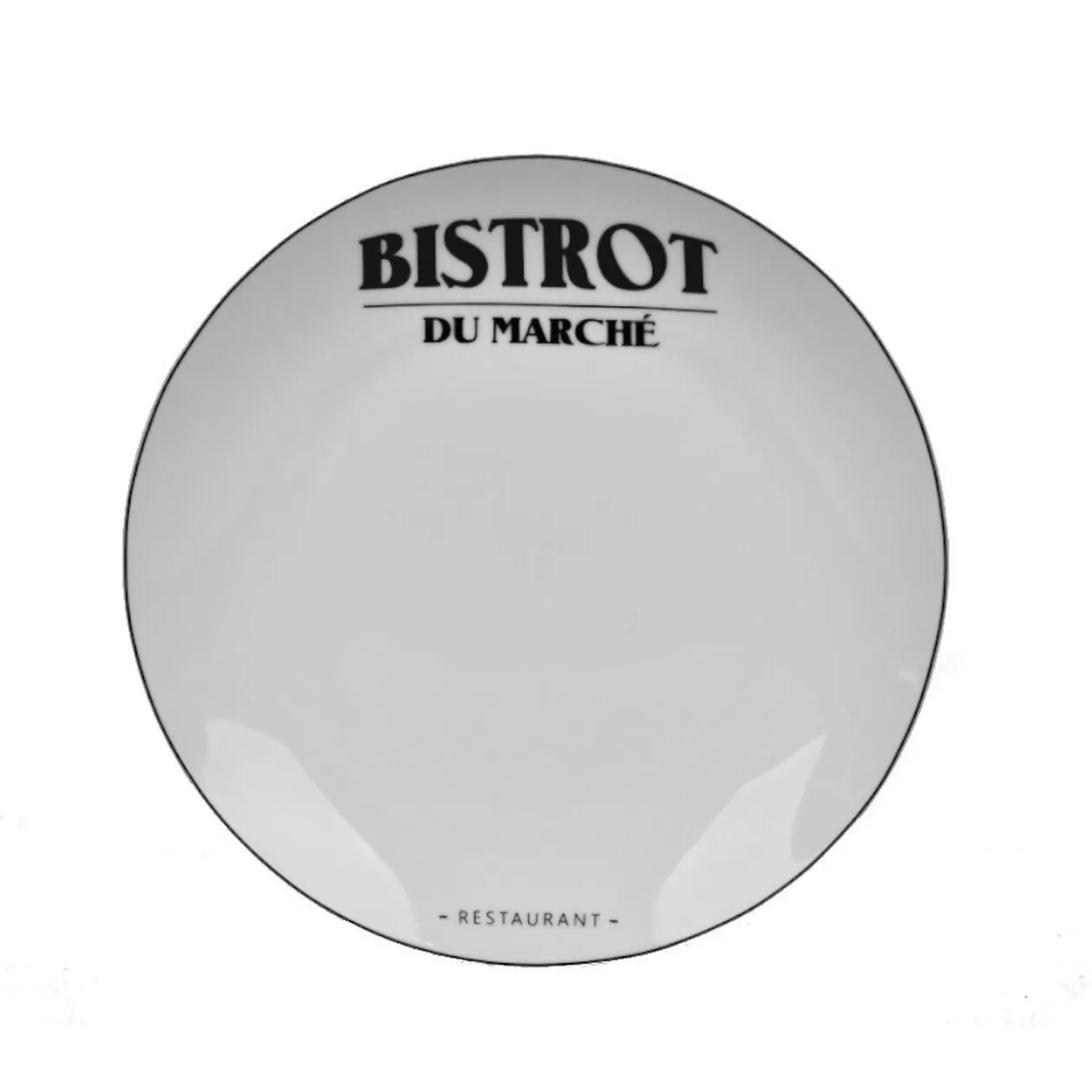 Gifi Assiette plate ronde blanche motif étiquette noire Le Bistrot< Vaisselle Et Accessoires De Table