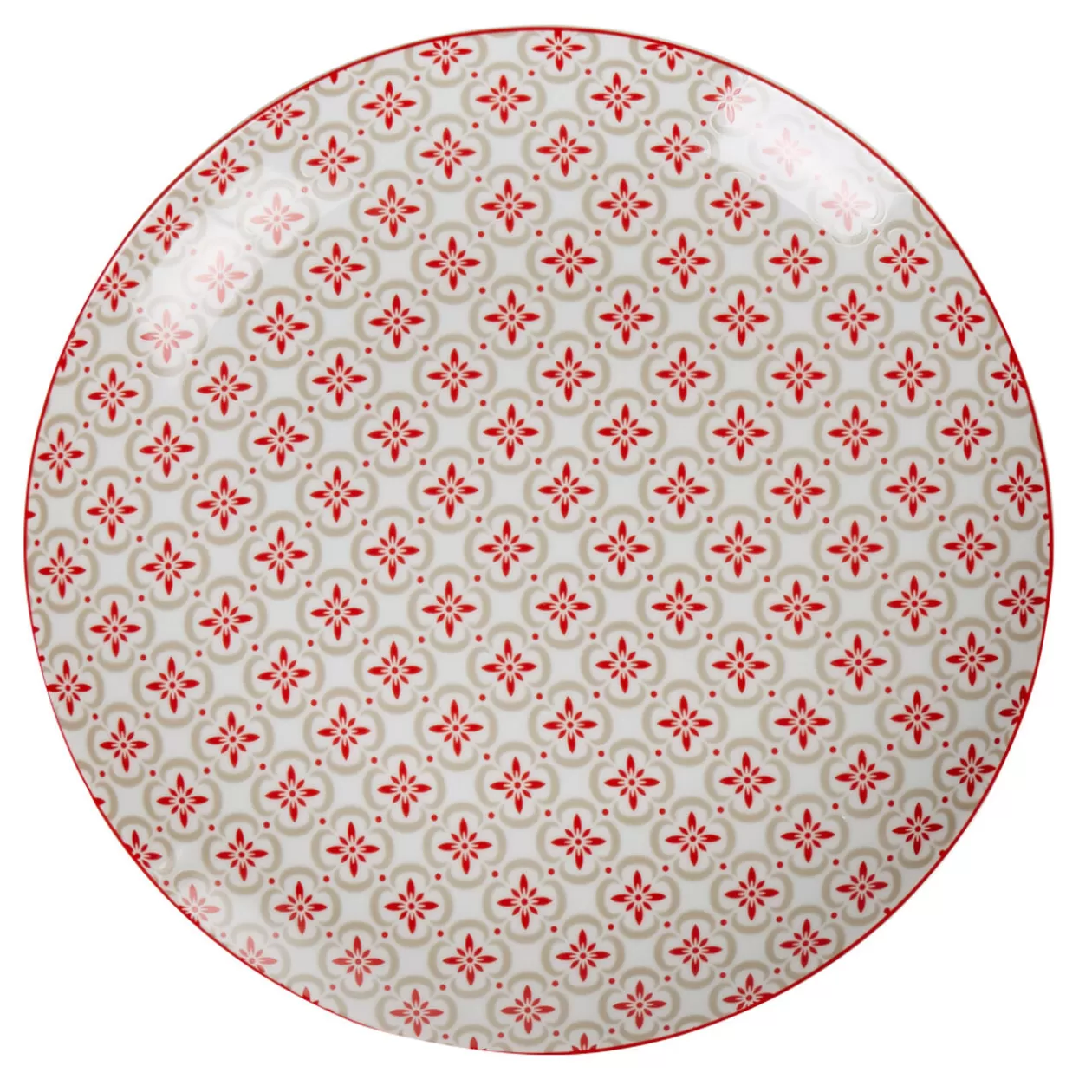 Assiette plate ronde campagne motif carreau de ciment rouge et gris>Gifi Sale