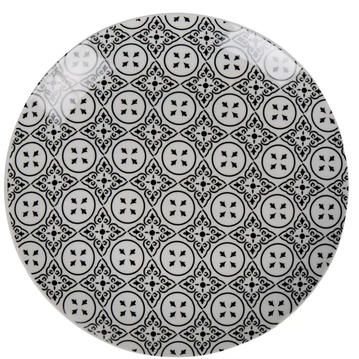 Gifi Assiette plate ronde carreaux de ciment blanc noir Dakar< Vaisselle Et Accessoires De Table