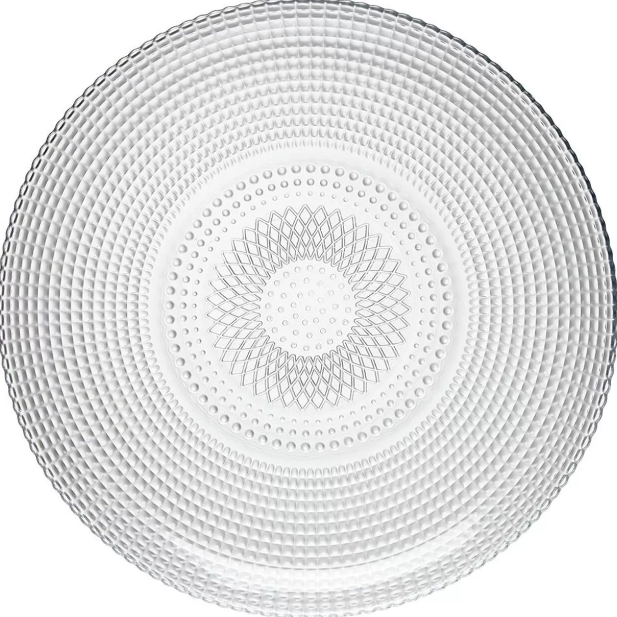 Assiette plate ronde effet relief blanc transparent Ø26,8 cm>Gifi Clearance