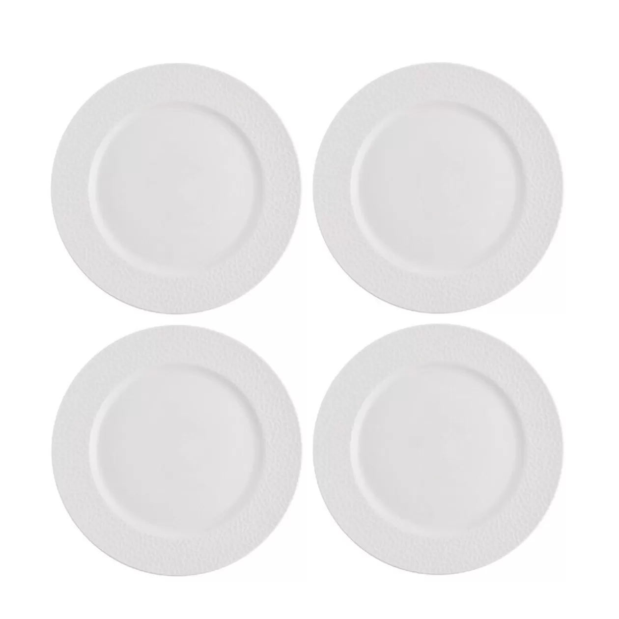 Gifi Assiette plate ronde embossée blanche x4< Vaisselle Et Accessoires De Table