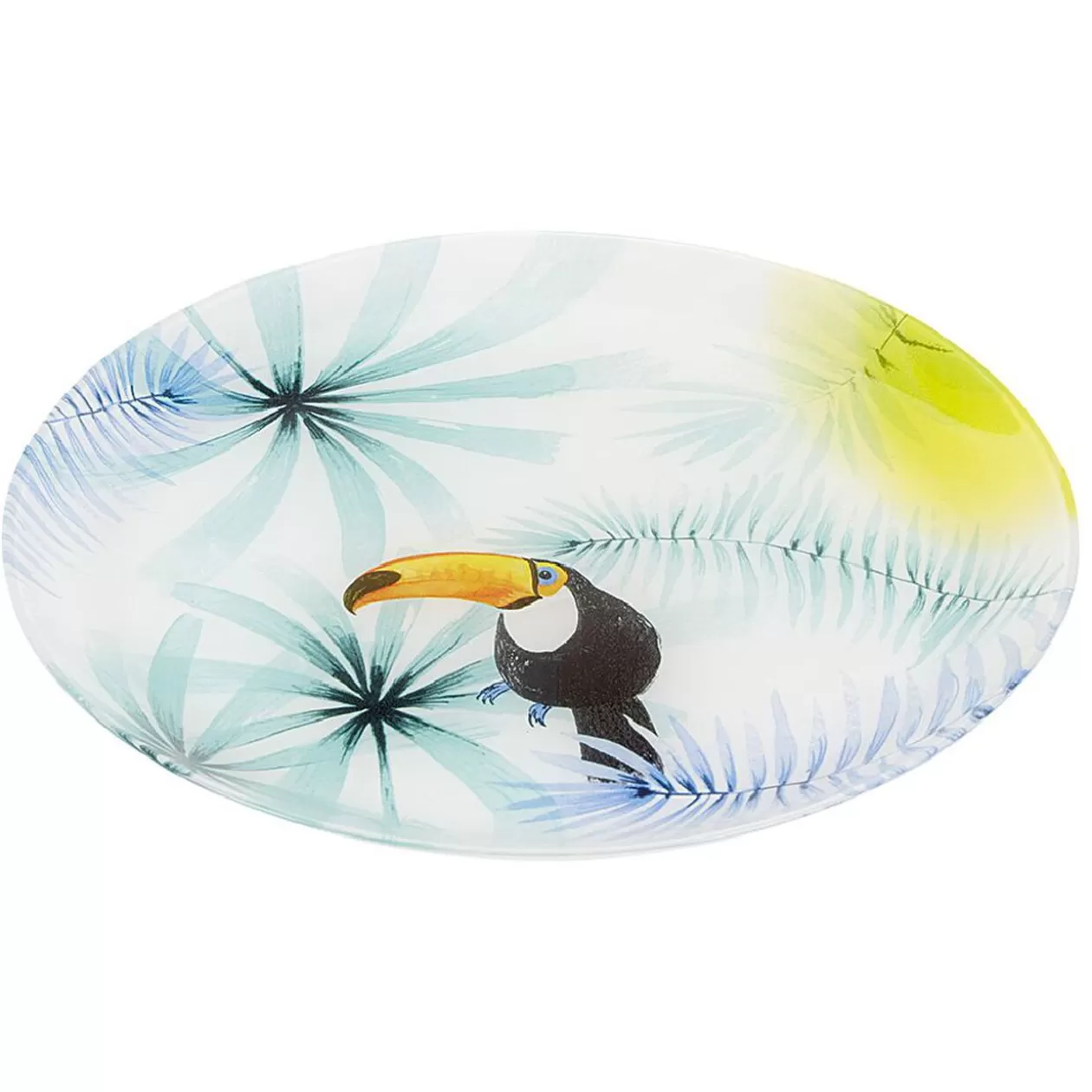 Assiette plate ronde en verre motif toucan exotique>Gifi Best Sale