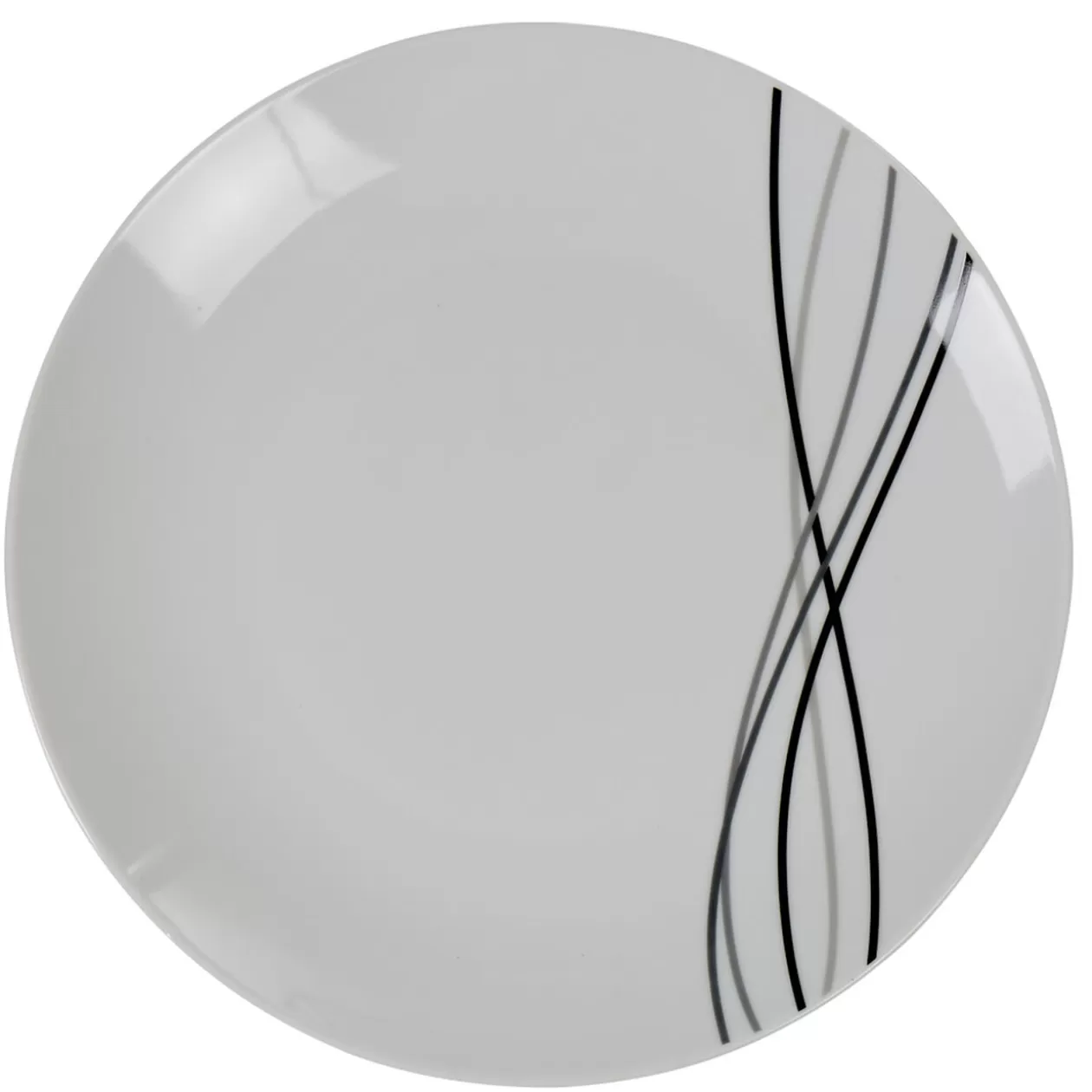Assiette plate ronde Line blanche lignes gris noir>Gifi Flash Sale