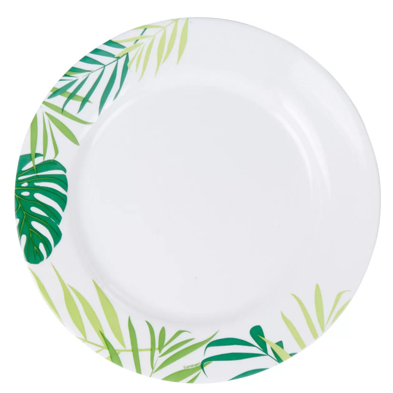 Gifi Assiette plate ronde Luminarc blanc vert feuille jungle< Vaisselle Et Accessoires De Table