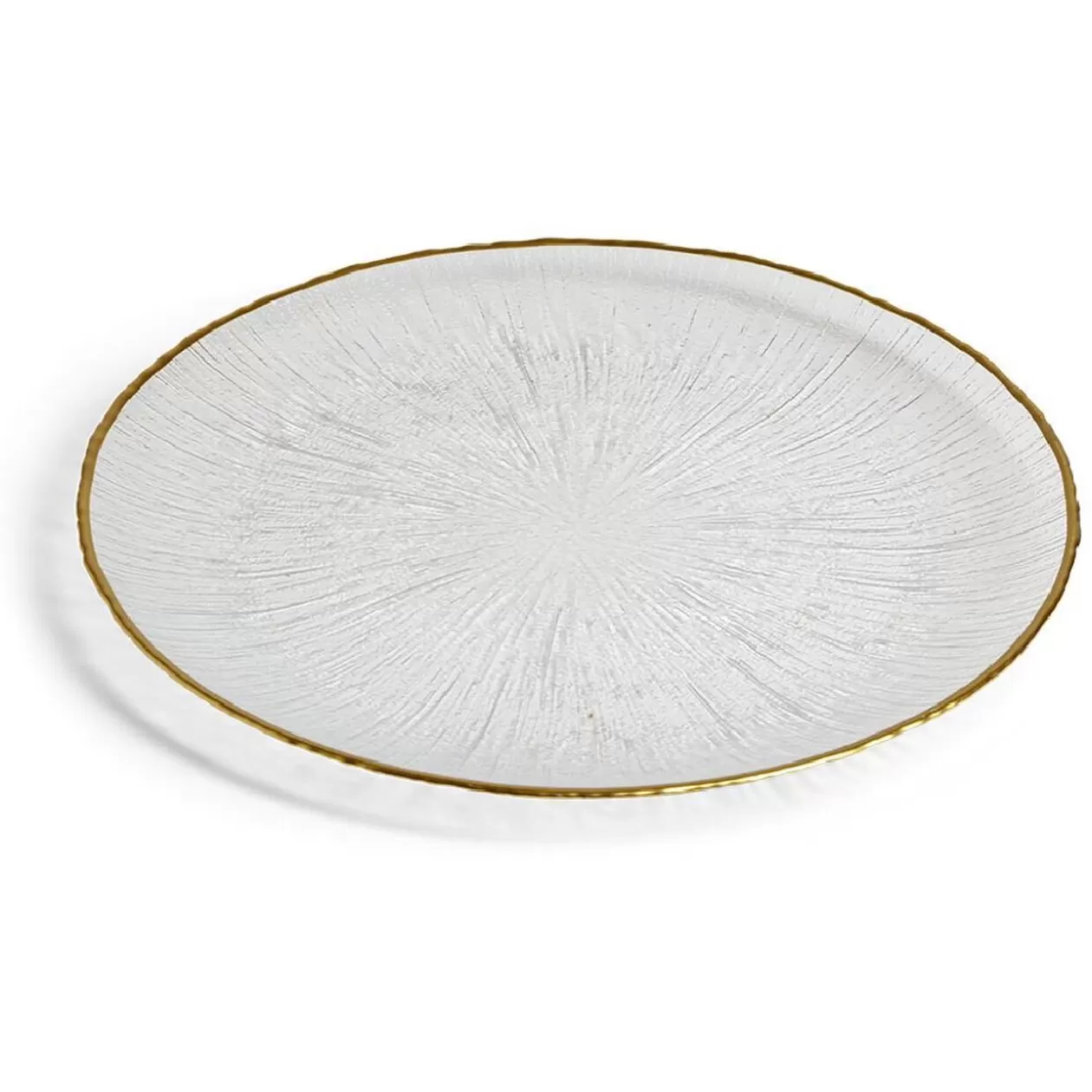 Assiette plate ronde verre transparent rebord doré Ø28cm>Gifi Discount