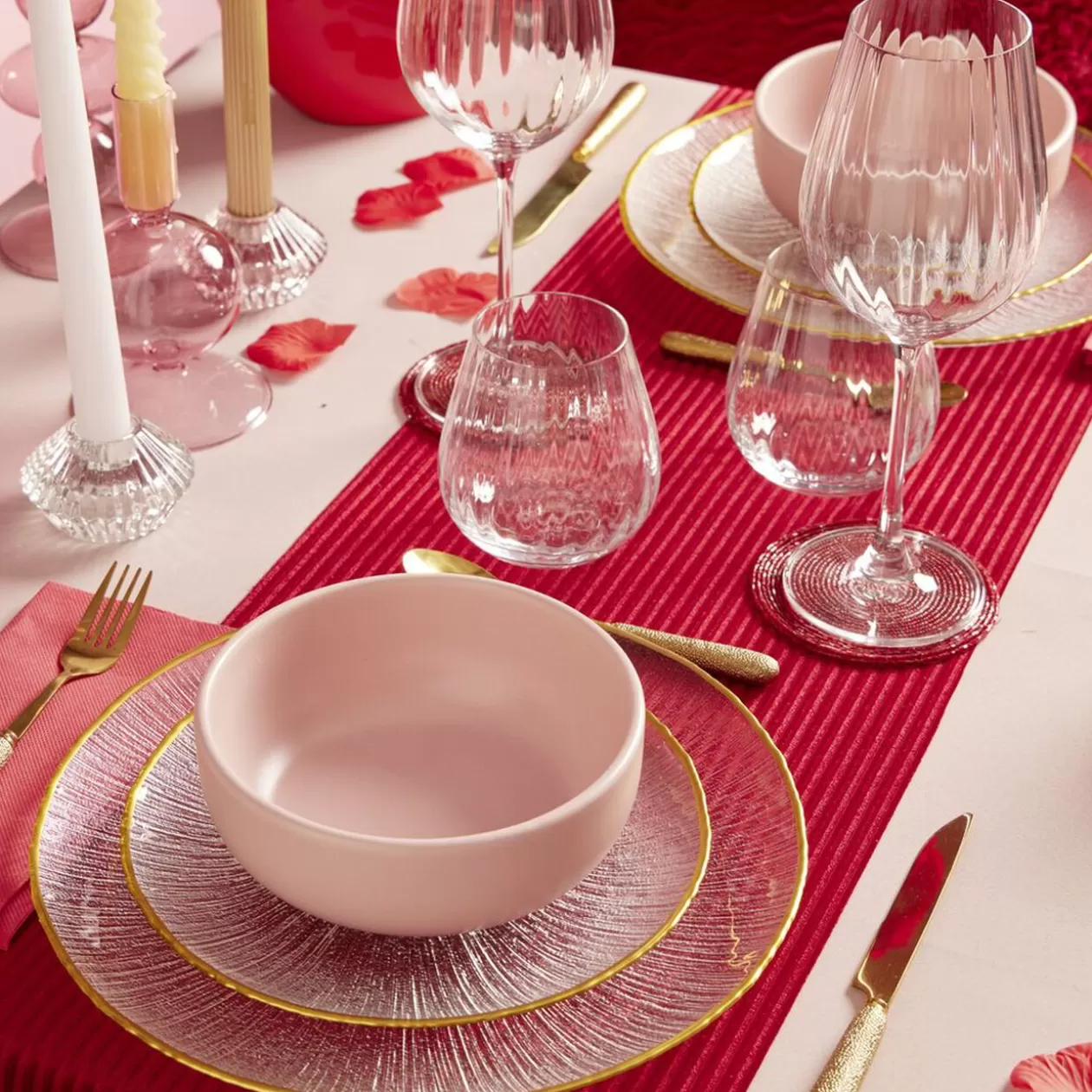 Assiette plate ronde verre transparent rebord doré Ø28cm>Gifi Discount
