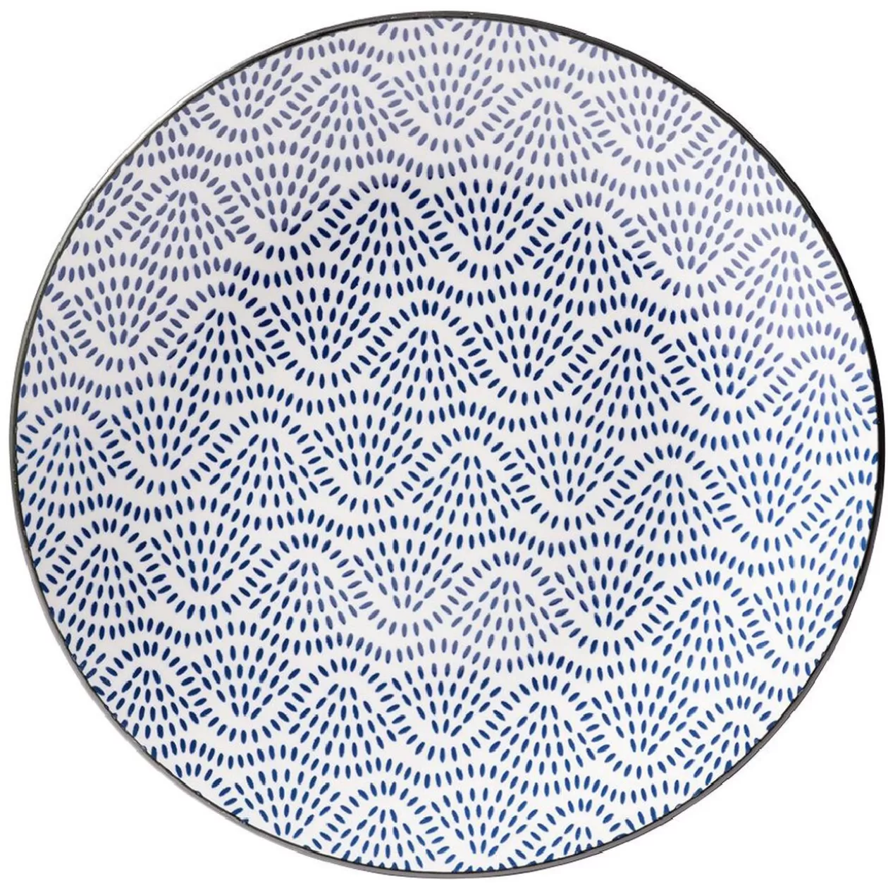 Gifi Assiette plate style japonais porcelaine bleu blanc< Vaisselle Et Accessoires De Table