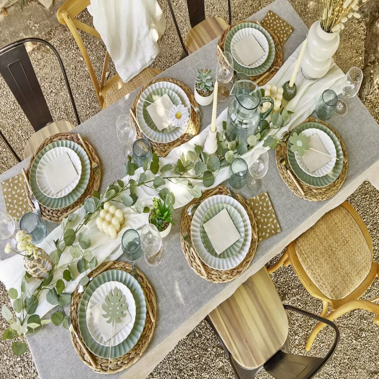 Gifi Assiette plate Venise rebord ondulé faïence vert sauge Ø26cm< Vaisselle Et Accessoires De Table