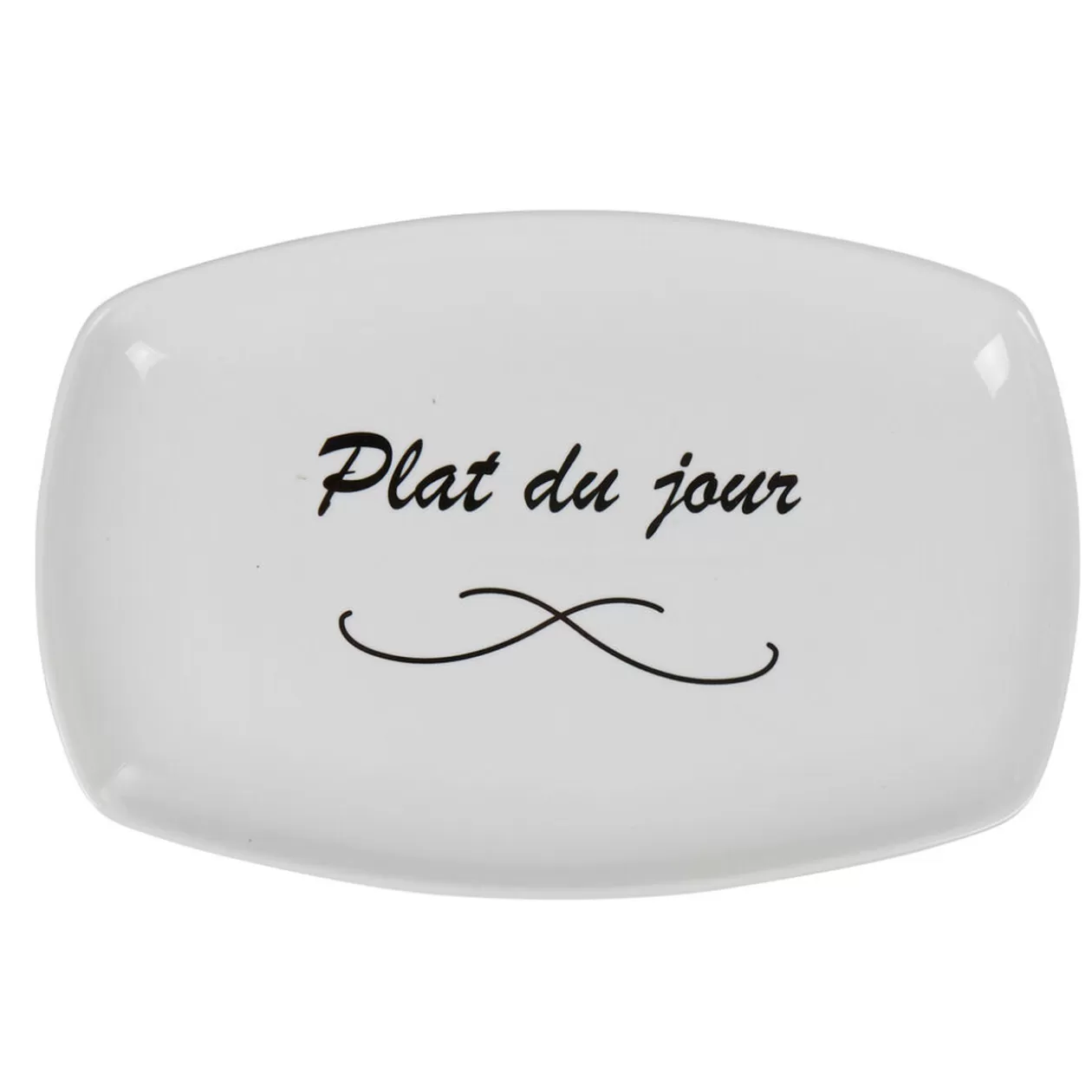 Gifi Assiette rectangulaire blanche message plat du jour< Vaisselle Et Accessoires De Table