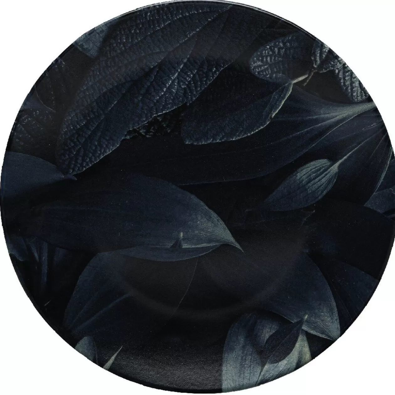 Assiette ronde plate décor feuillage vert noir>Gifi Flash Sale