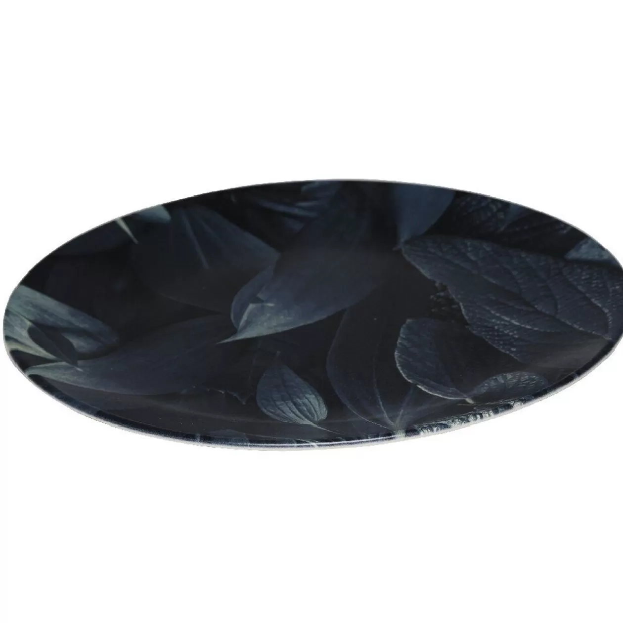 Assiette ronde plate décor feuillage vert noir>Gifi Flash Sale