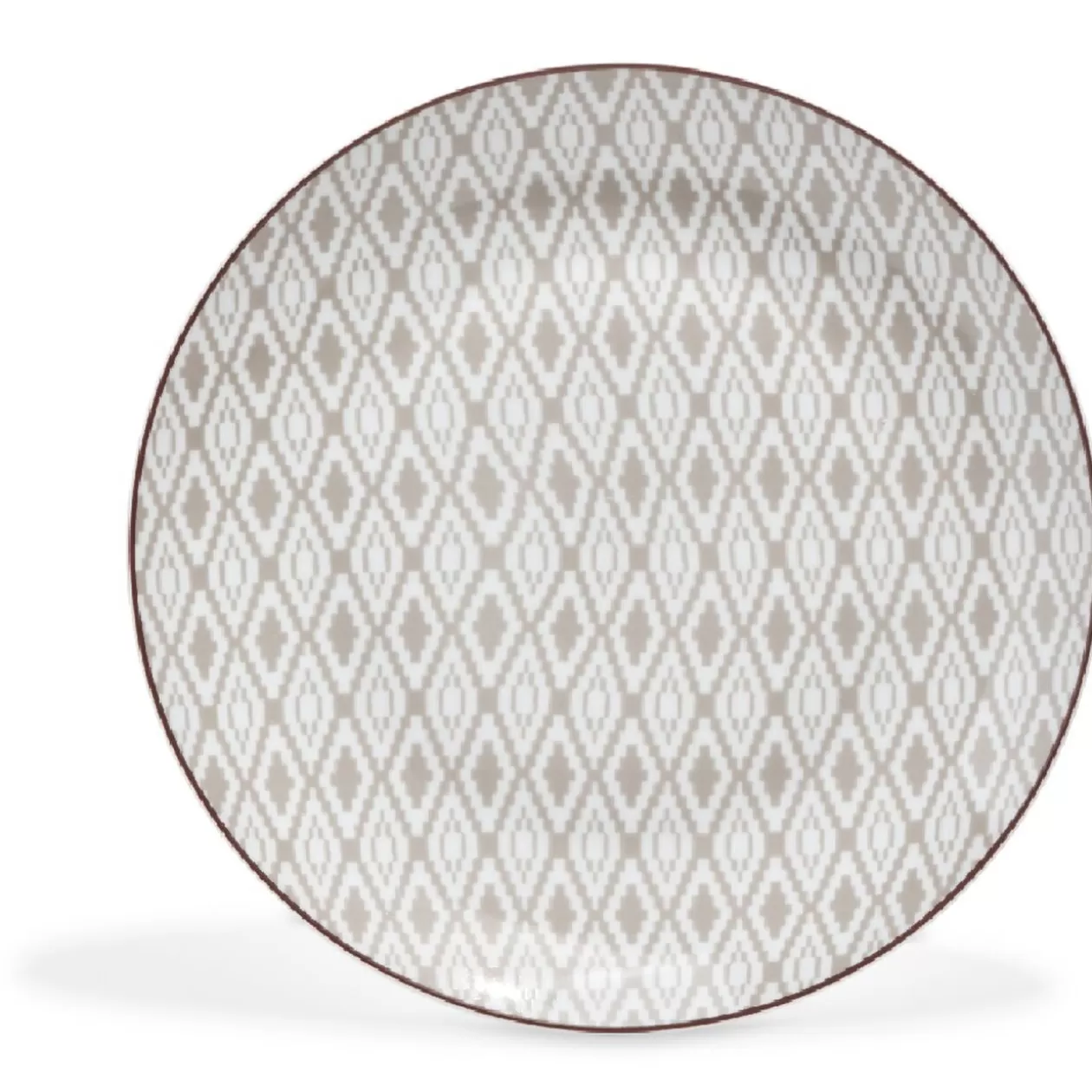 Assiette ronde plate décor gris avec liseré rouge>Gifi Cheap