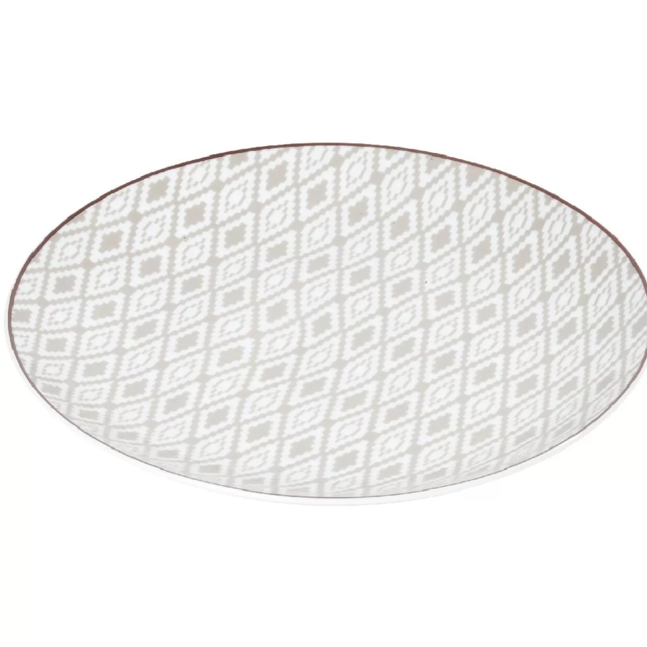 Assiette ronde plate décor gris avec liseré rouge>Gifi Cheap