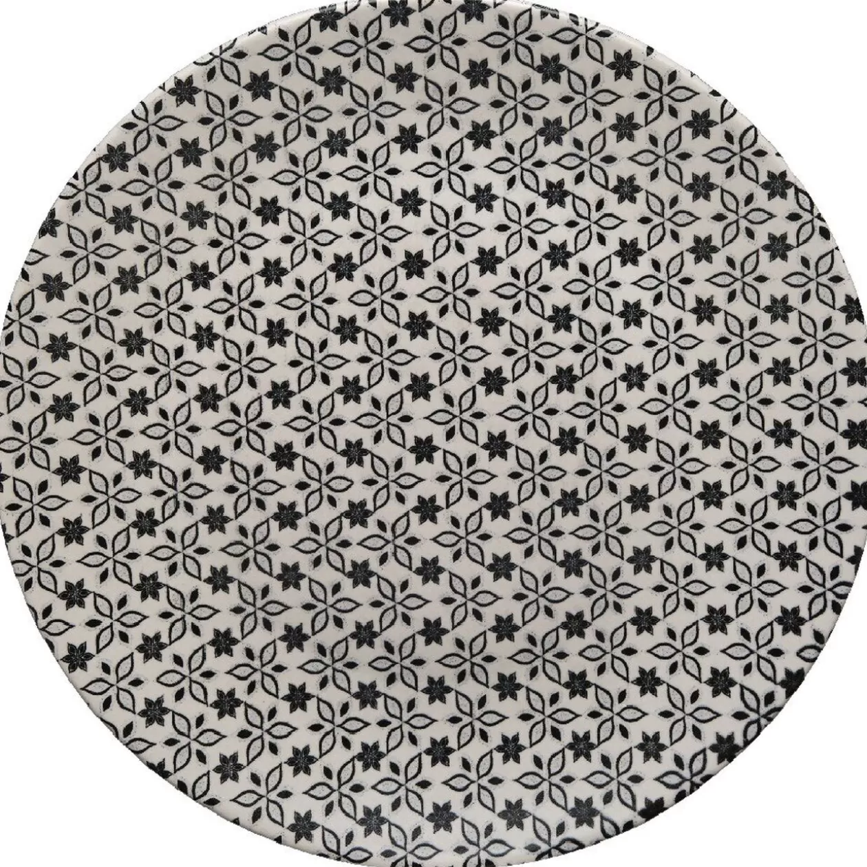 Assiette ronde plate petits motifs noir blanc>Gifi Online