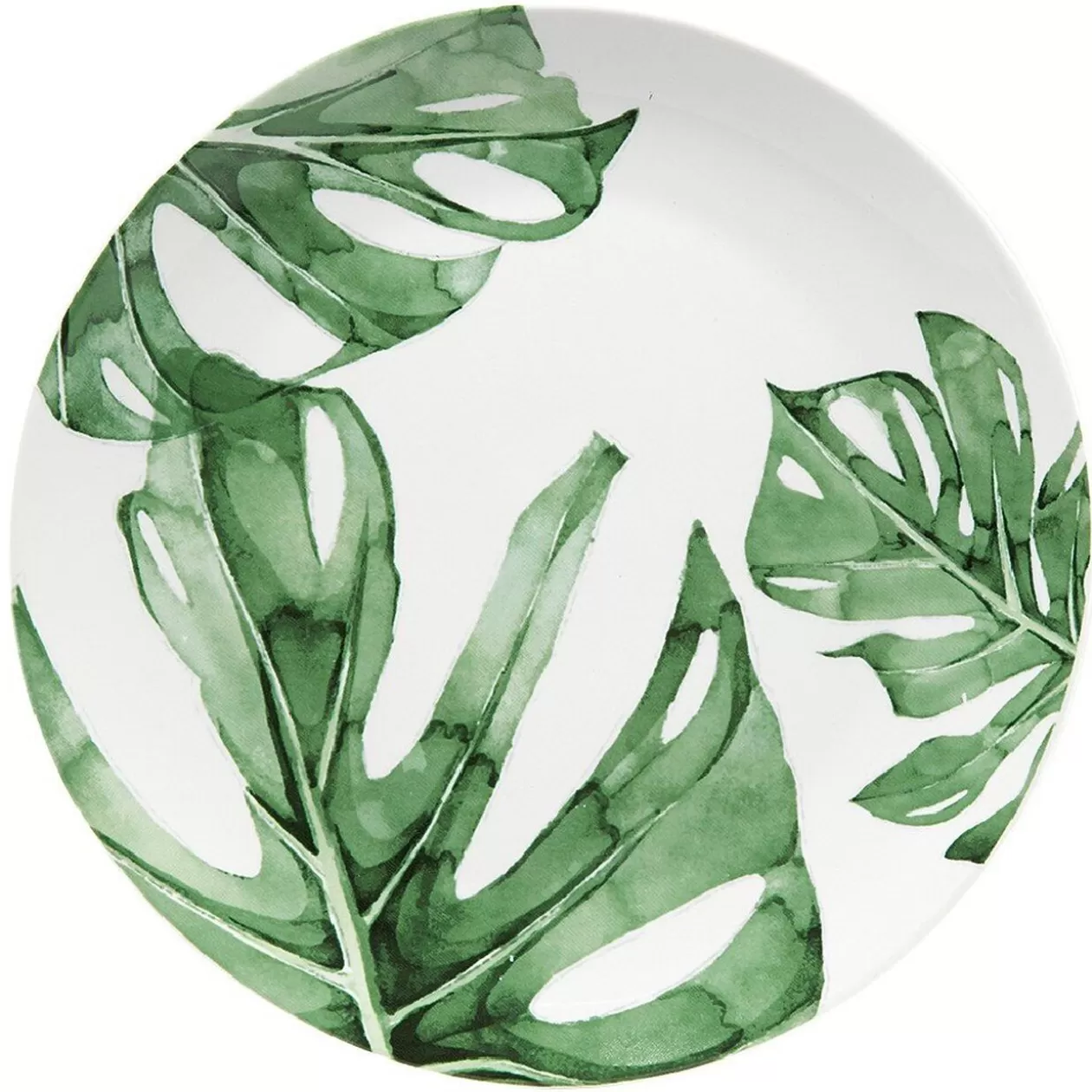 Assiette ronde plate porcelaine design feuille jungle>Gifi Online