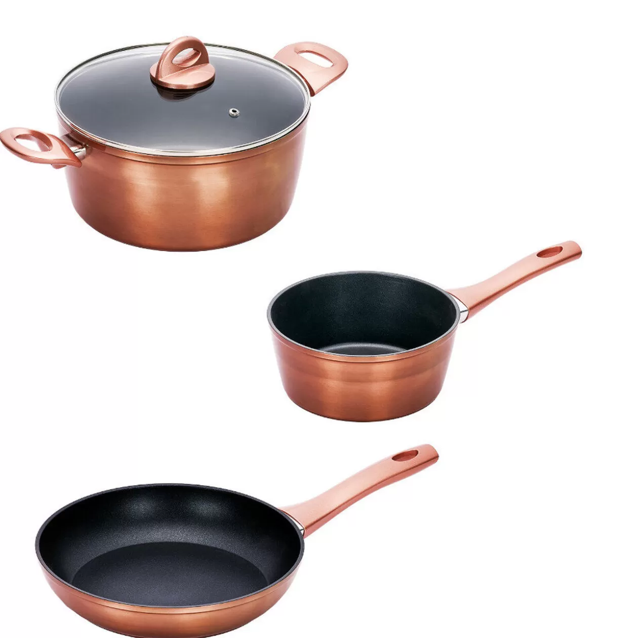 Gifi Batterie de cuisine aluminium forgé 3 pièces tous feux dont induction< Cuisson