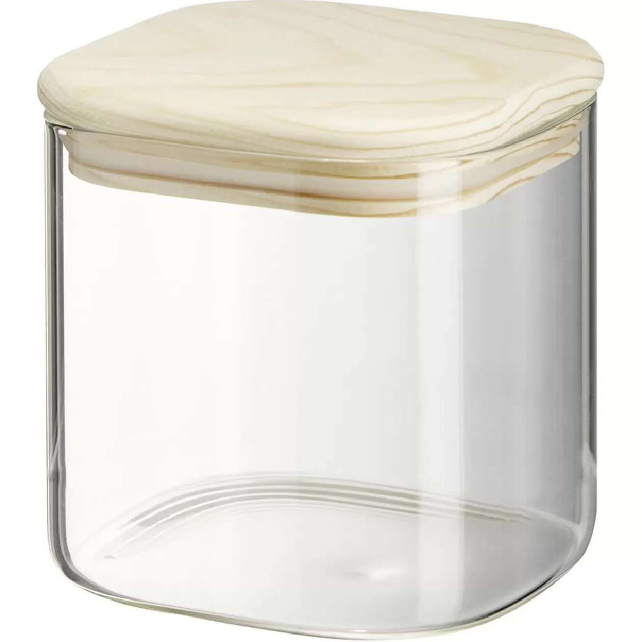 Gifi Bocal carré transparent avec couvercle en bois 0,6L< Conservation Alimentaire