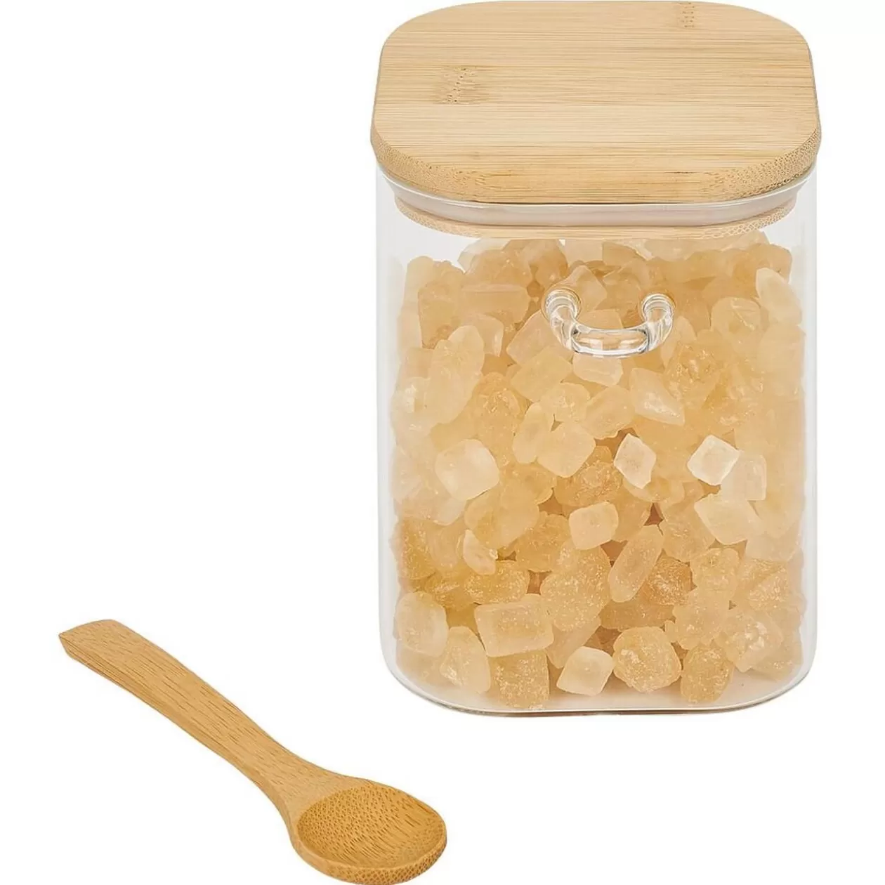 Gifi Bocal en verre transparent 850ml avec couvercle et cuillère en bambou< Conservation Alimentaire