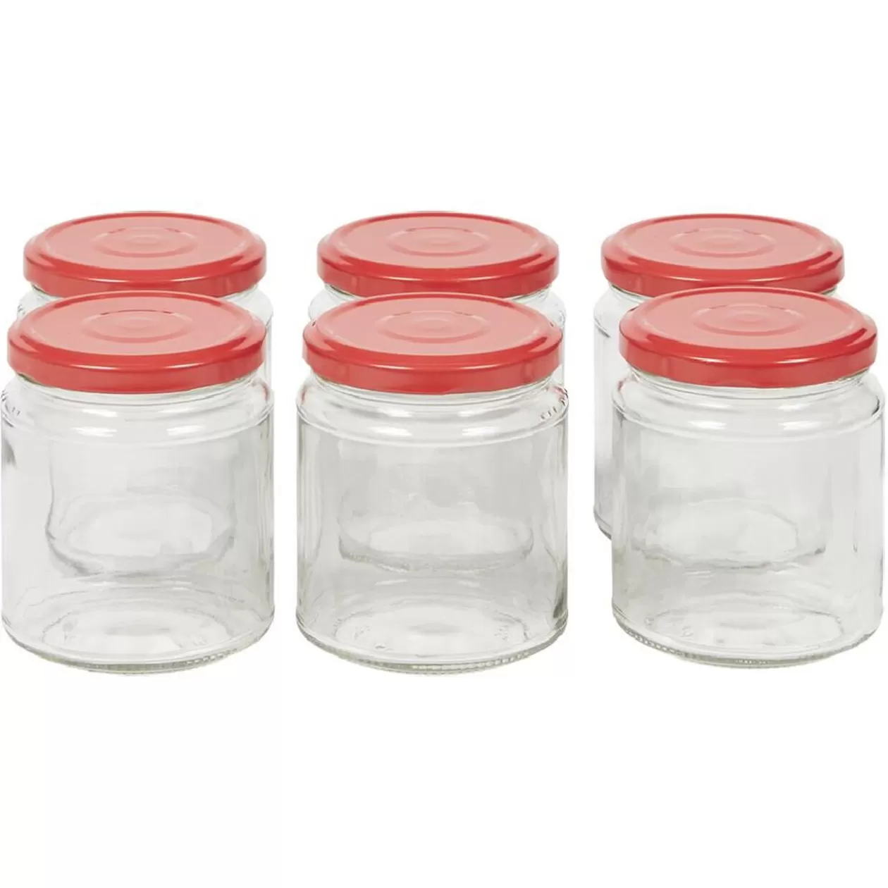 Gifi Bocal en verre transparent avec couvercle rouge 300 ml x6< Conservation Alimentaire