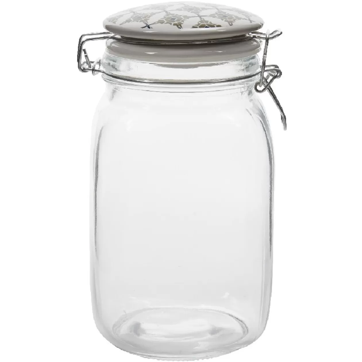 Gifi Bocal hermétique carré en verre couvercle motif ciment 1,5 L< Conservation Alimentaire