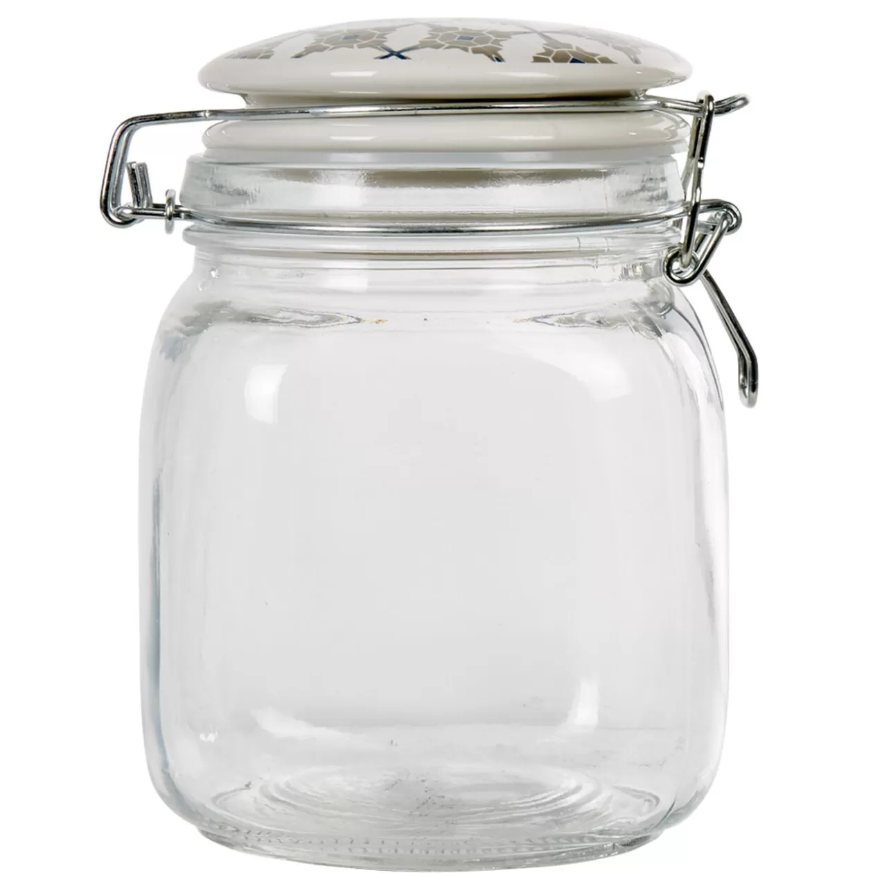 Gifi Bocal hermétique carré en verre couvercle motif ciment 1 L< Conservation Alimentaire