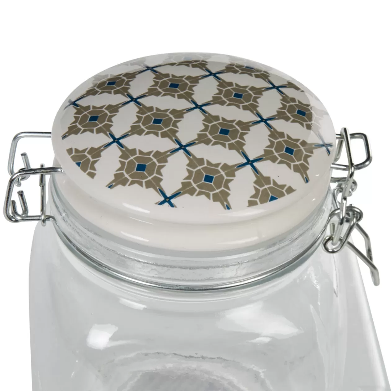 Gifi Bocal hermétique carré en verre couvercle motif ciment 1 L< Conservation Alimentaire