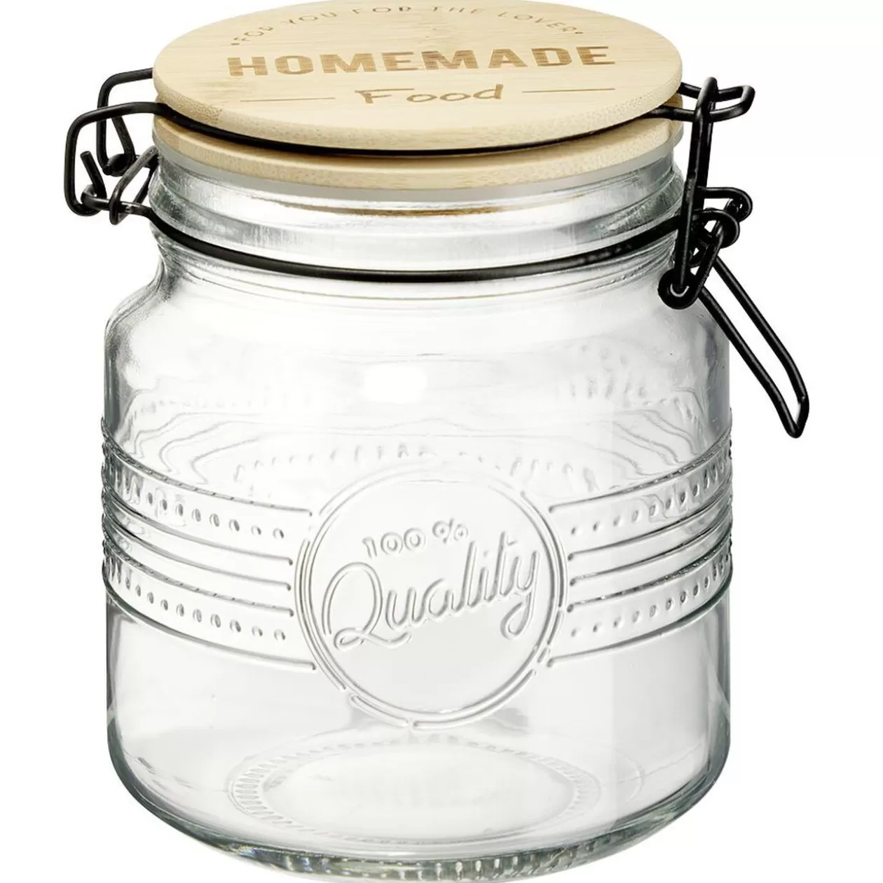Gifi Bocal hermétique rond transparent avec couvercle en bambou H14,5 cm< Conservation Alimentaire