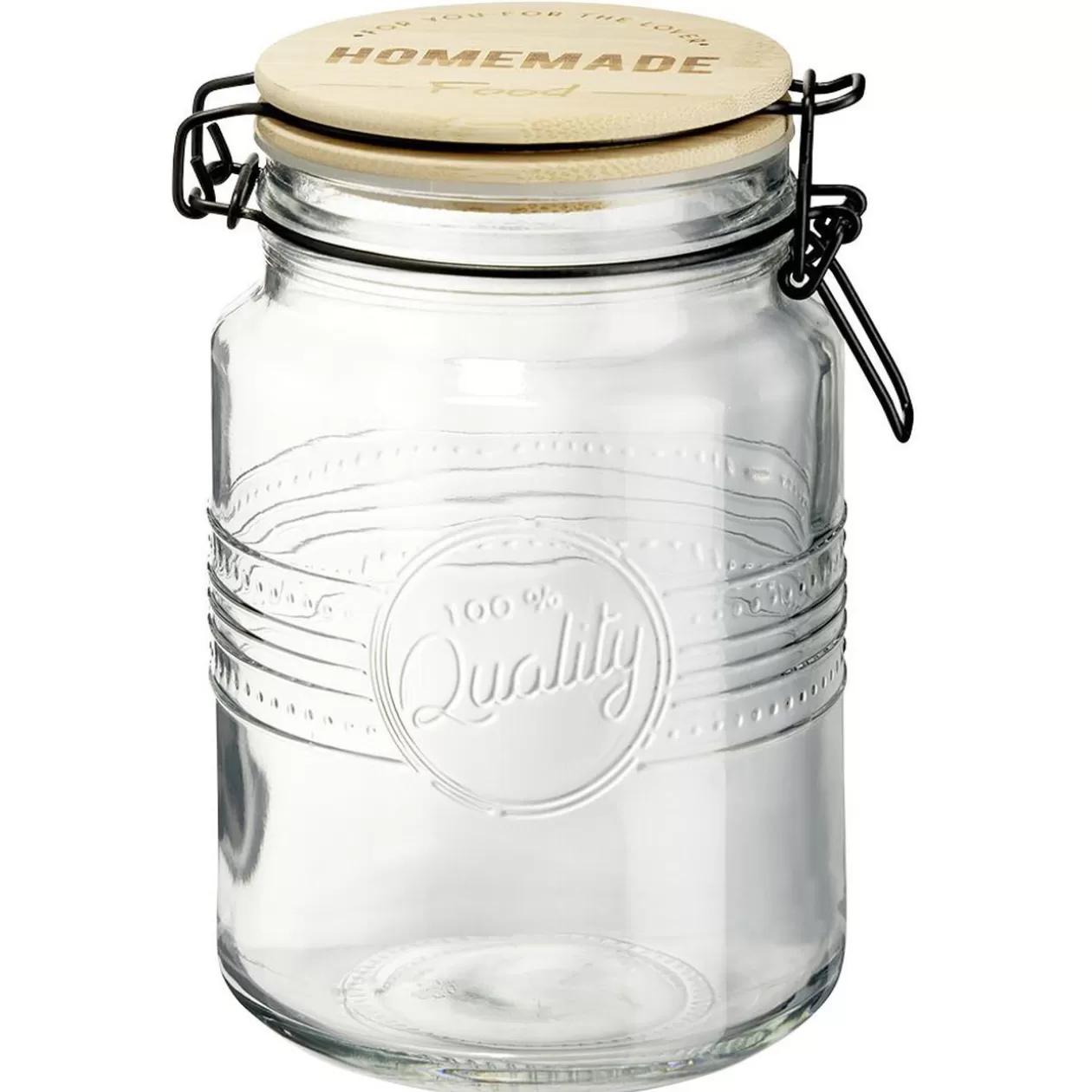 Gifi Bocal hermétique rond transparent avec couvercle en bambou H16,5 cm< Conservation Alimentaire