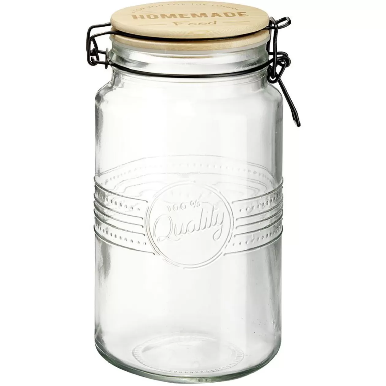 Gifi Bocal hermétique rond transparent avec couvercle en bambou H20 cm< Conservation Alimentaire
