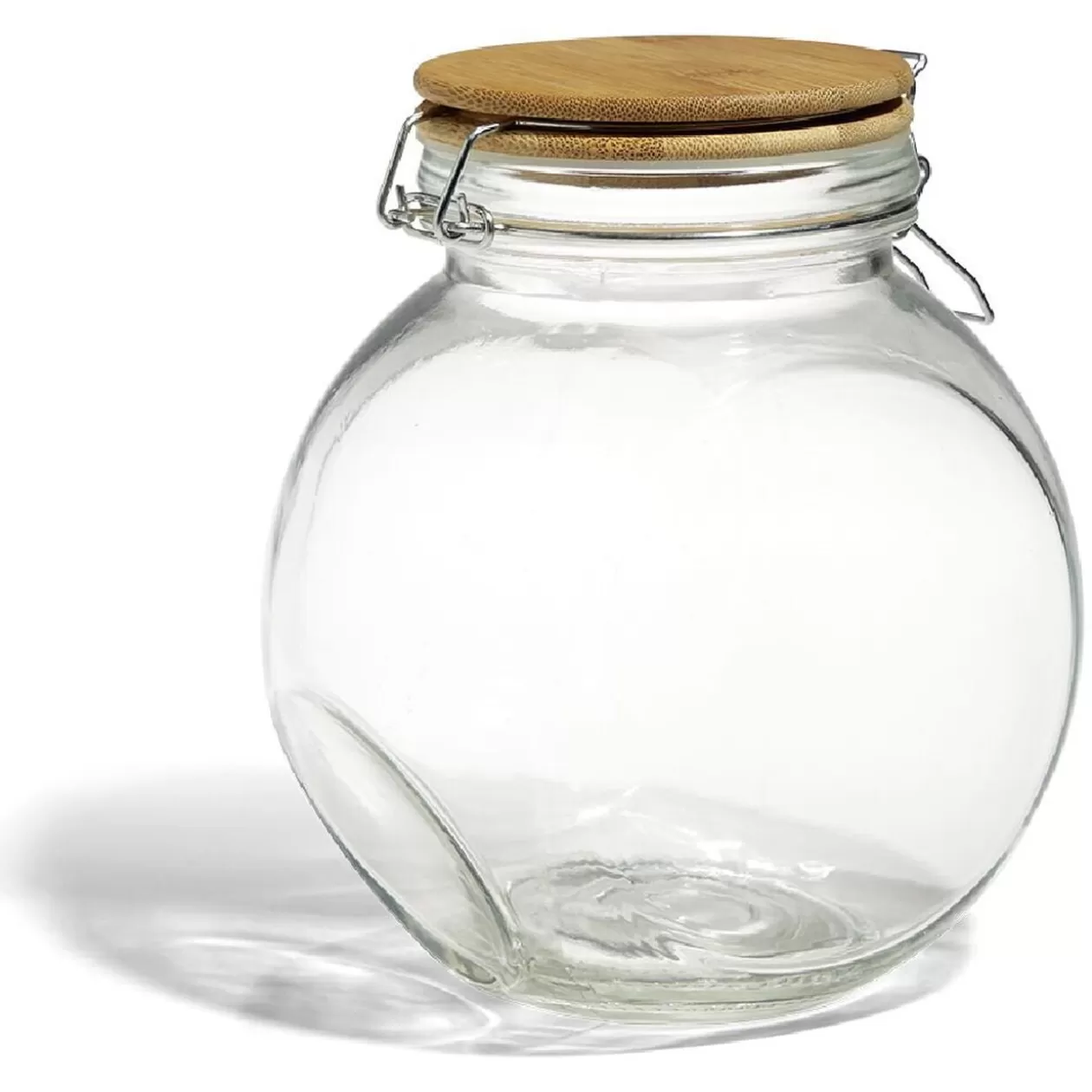 Gifi Bocal verre transparent 1,6L avec couvercle bambou et clip en fer< Conservation Alimentaire