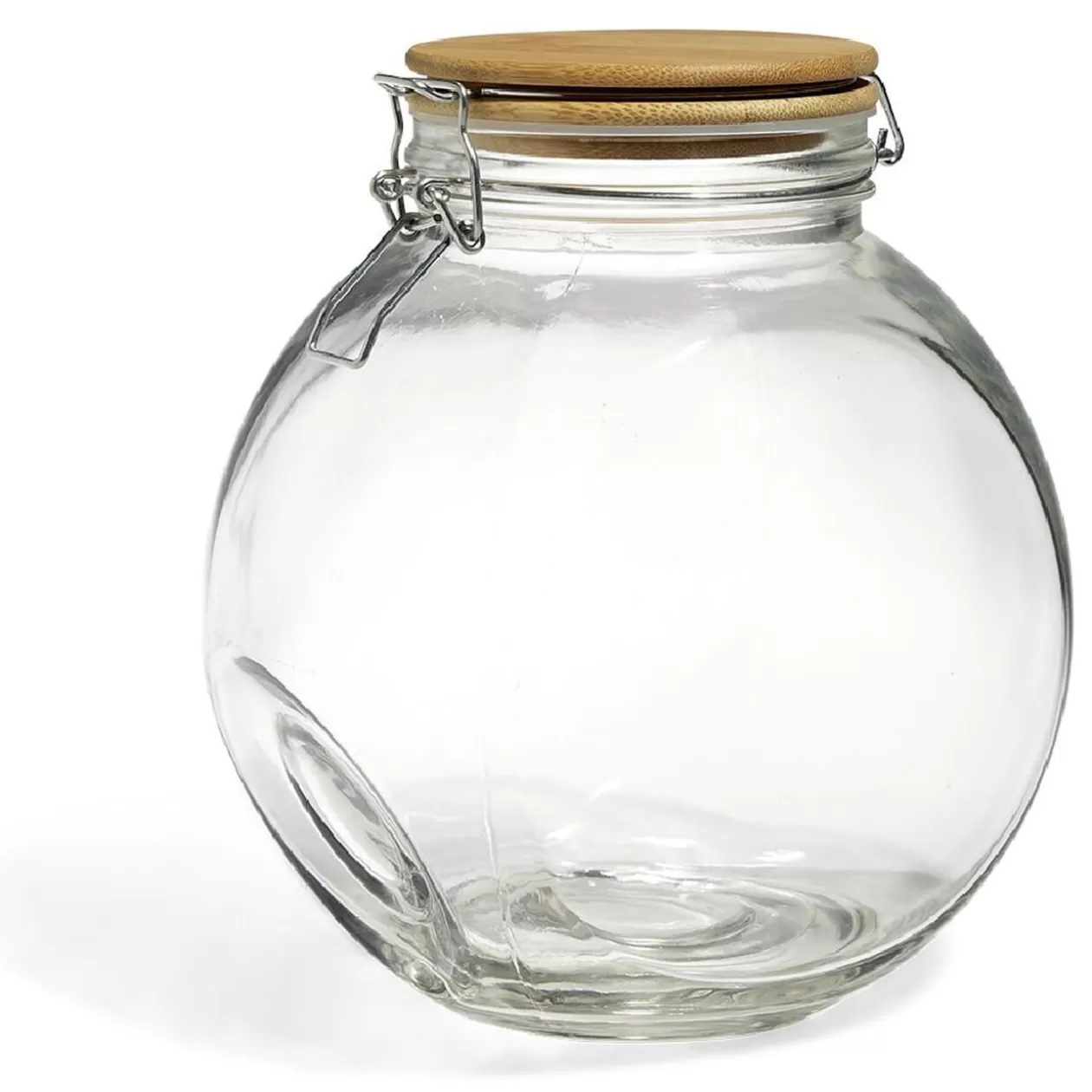 Gifi Bocal verre transparent 2,1L avec couvercle bambou et clip en fer< Conservation Alimentaire