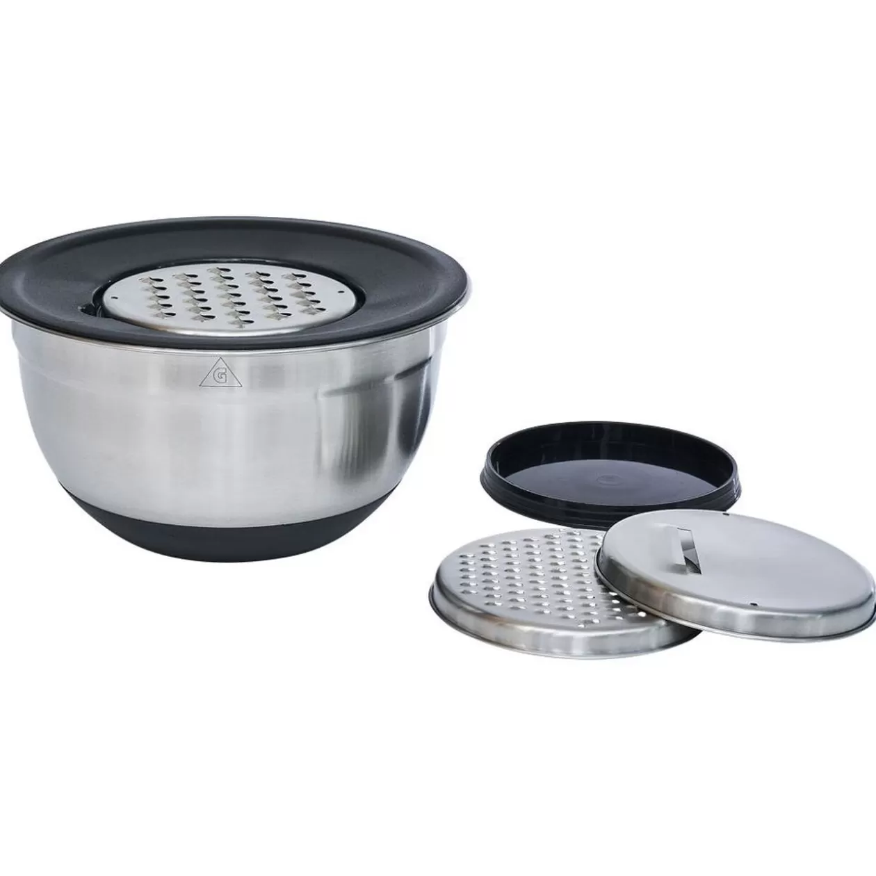 Gifi Bol à mixer inox avec base silicone et 3 râpes Ø22xH11,2cm< Préparation Culinaire