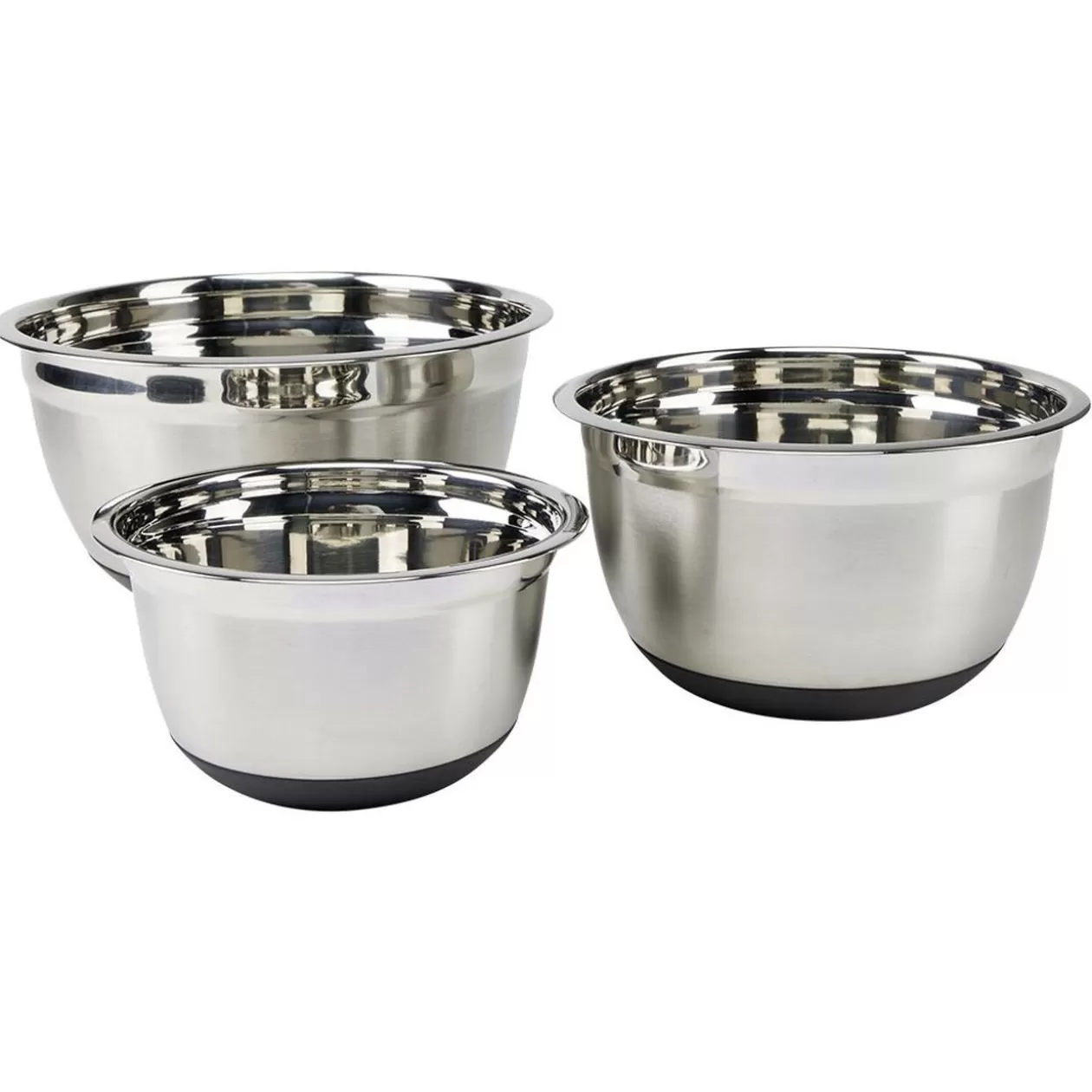 Bol à mixer inox avec couvercle et anse antidérapante silicone noir x3>Gifi Discount