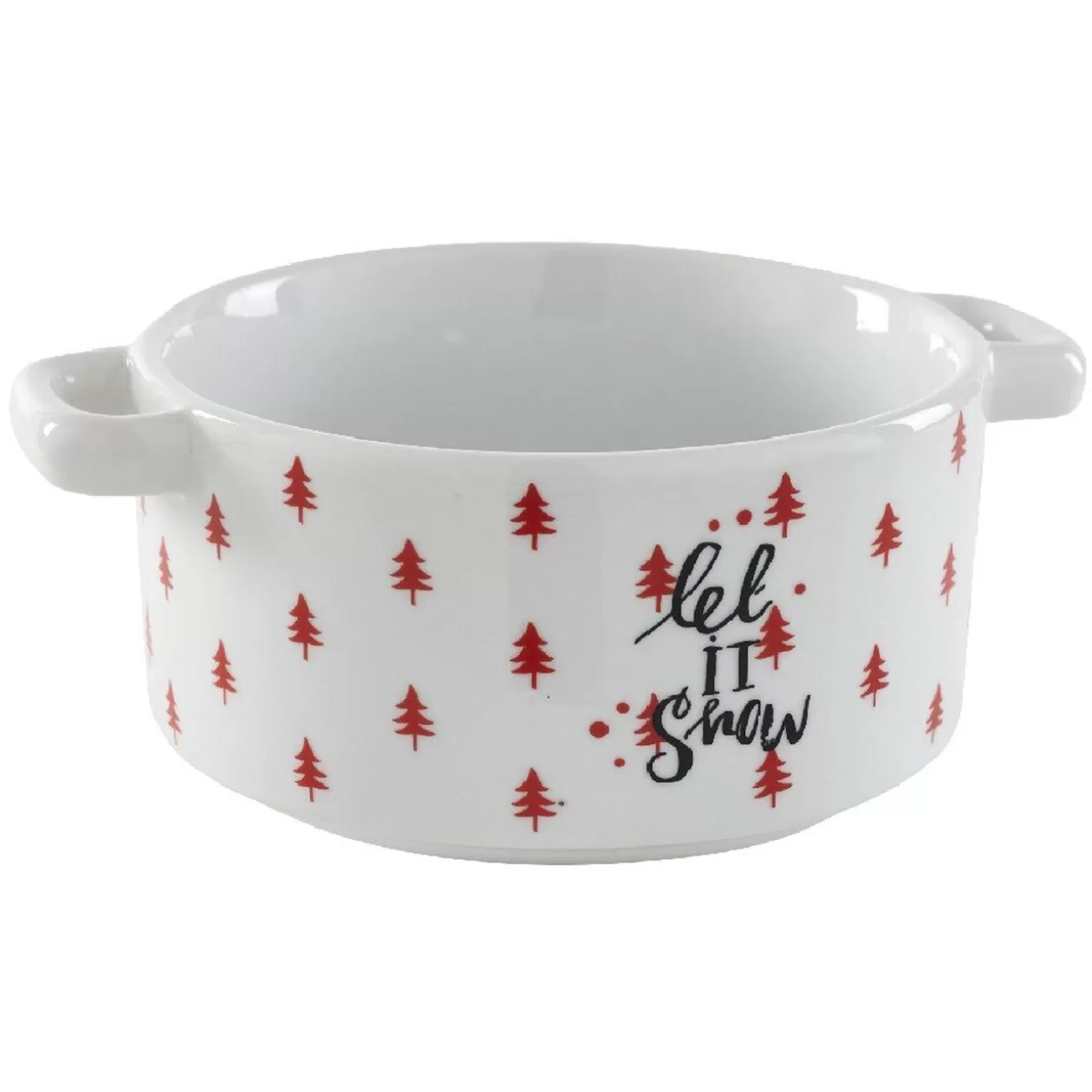 Bol à soupe blanc motif sapin rouge inscription Let it snow>Gifi Fashion