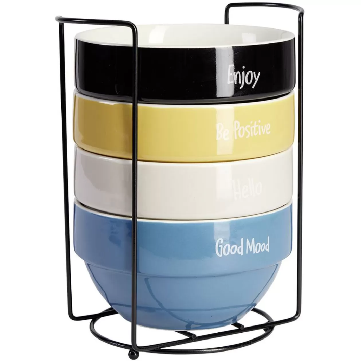 Bol en faïence Ø14 x H8 cm x4 et support>Gifi New