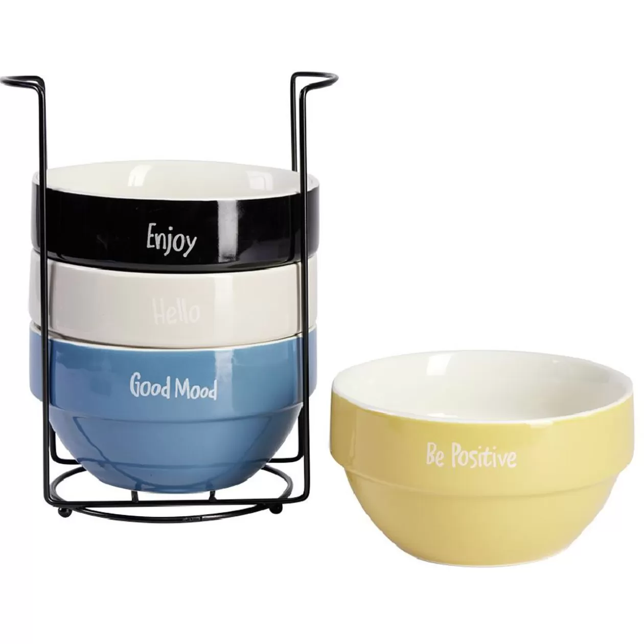 Bol en faïence Ø14 x H8 cm x4 et support>Gifi New