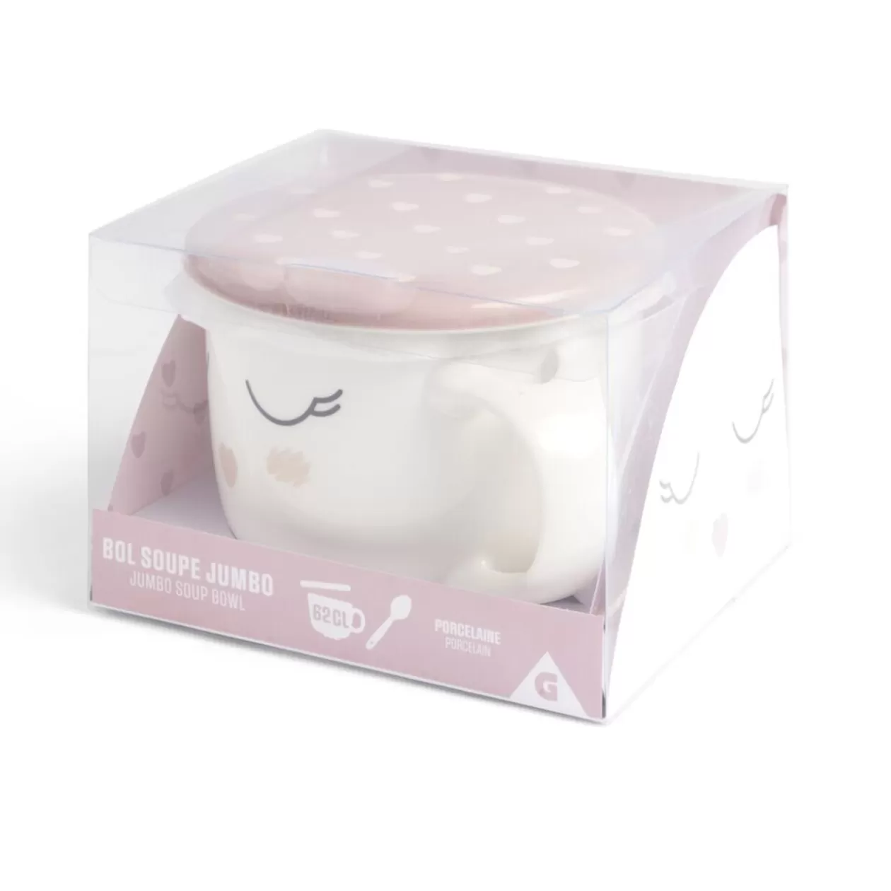 Bol jumbo 62cl avec cuillère et couvercle blush girly>Gifi New