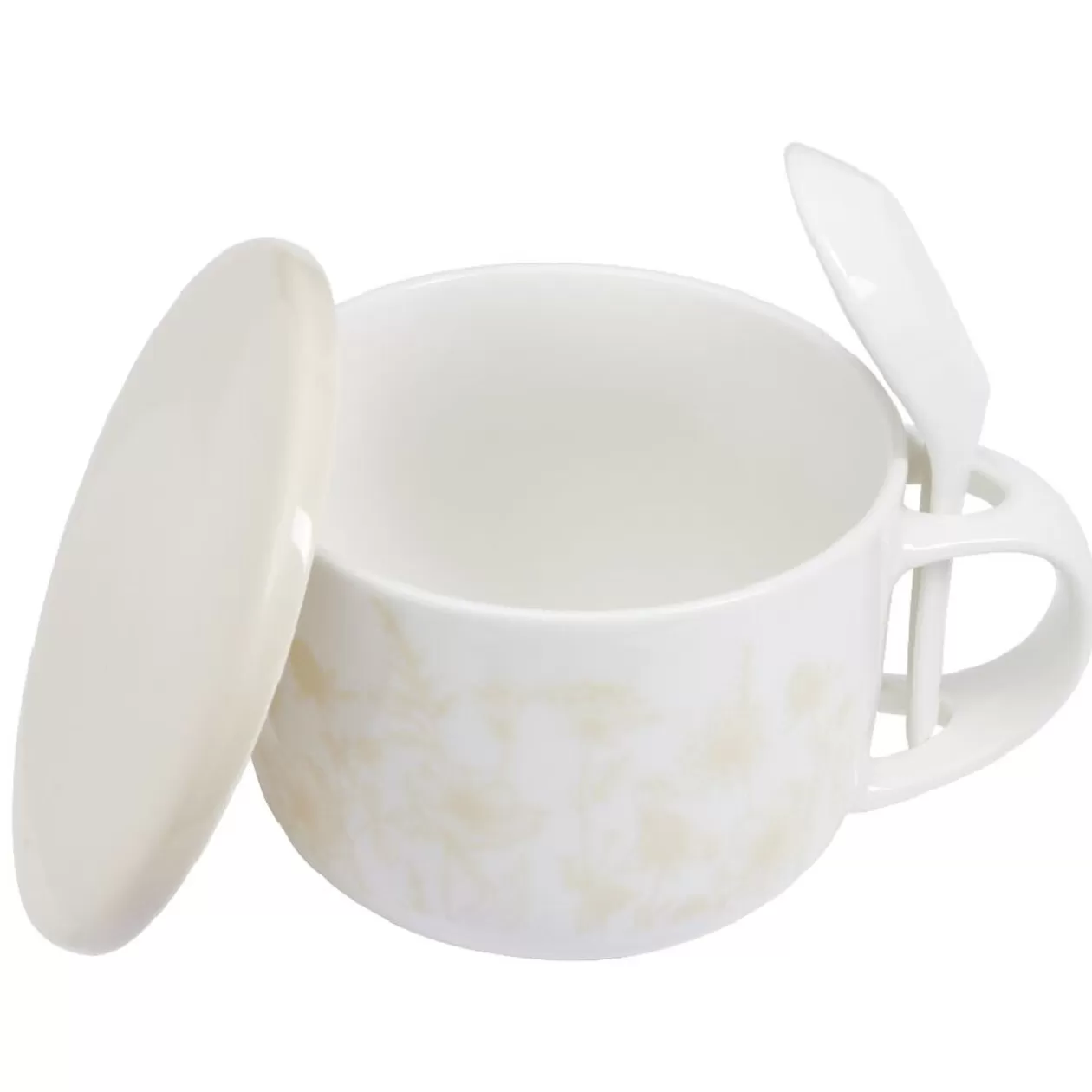 Bol soupe jumbo 62cl et cuillère porcelaine nature>Gifi Hot