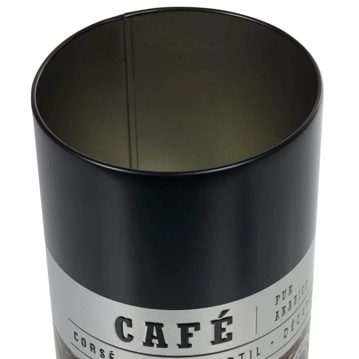 Gifi Boîte à café ronde en métal décorée noir< Conservation Alimentaire