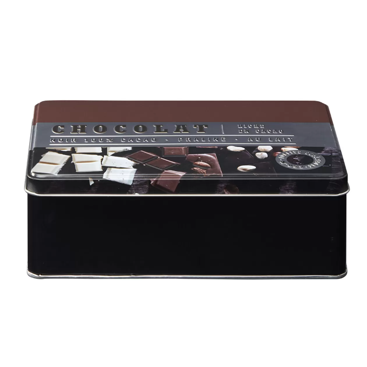 Gifi Boîte à chocolat rectangulaire en métal décorée marron< Conservation Alimentaire