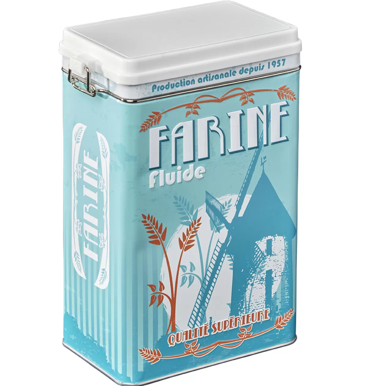 Gifi Boîte à farine en métal design vintage bleu< Conservation Alimentaire