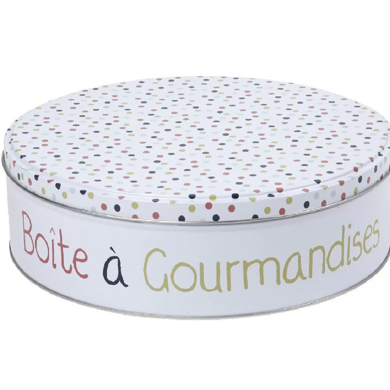 Gifi Boîte à gourmandises ronde blanche motif pois multicolores< Vaisselle Et Accessoires De Table