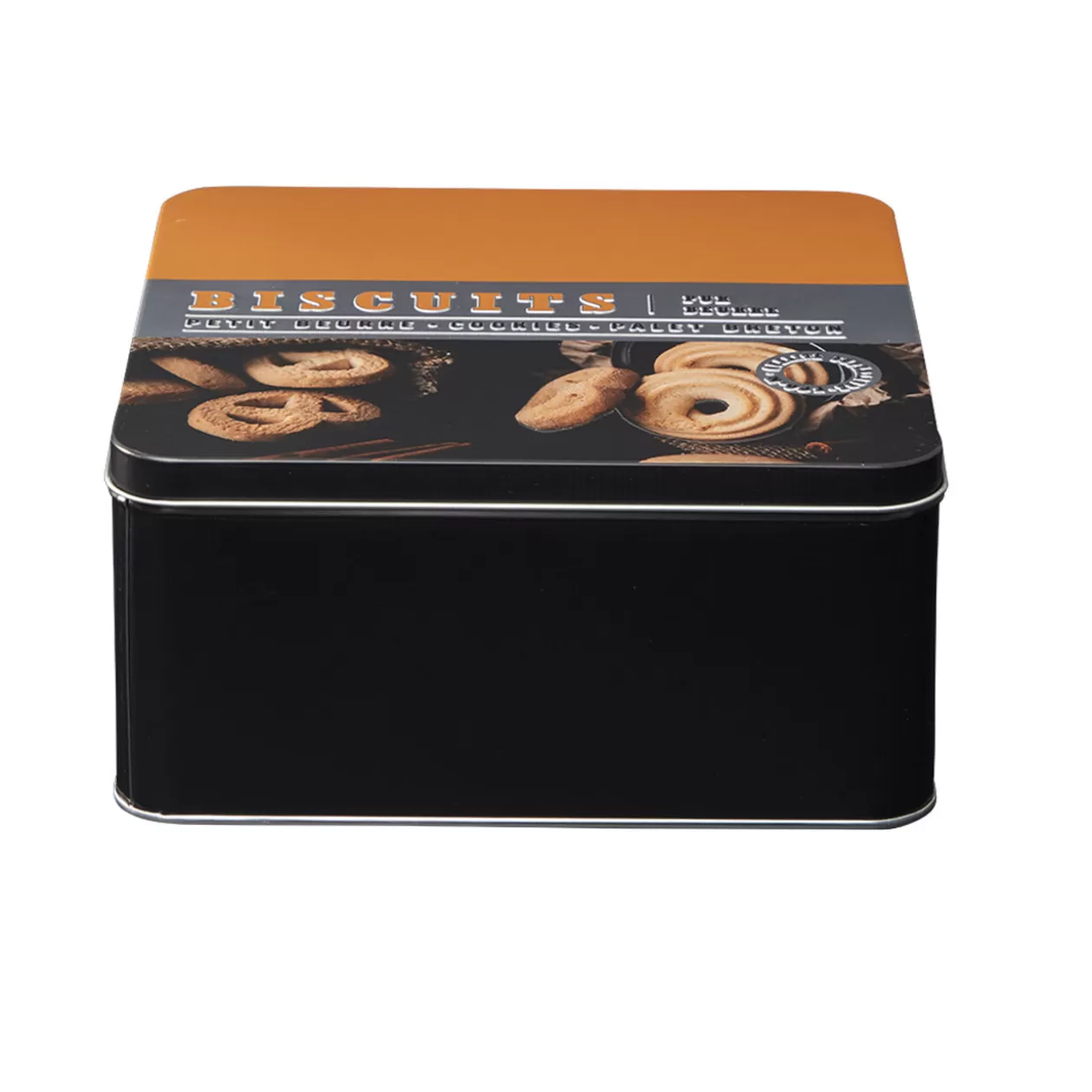 Gifi Boîte à gâteaux carrée en métal décorée marron< Conservation Alimentaire