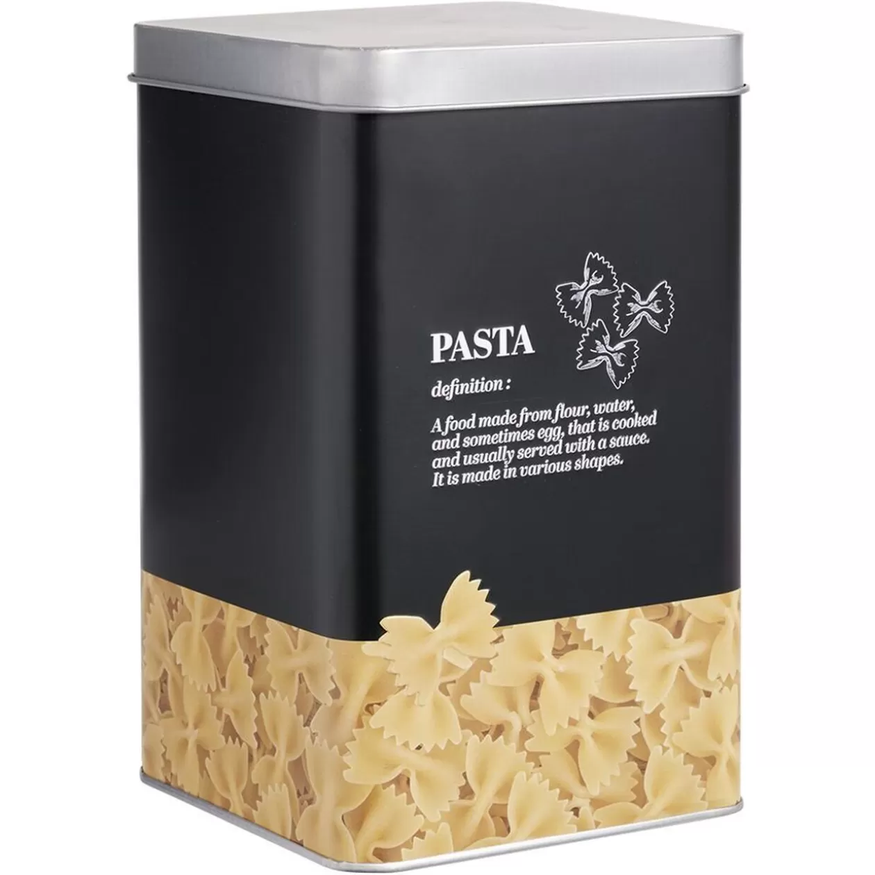 Gifi Boîte à pâtes en métal noir et gris design pasta - 10,7x10,7xH.17,5cm< Conservation Alimentaire