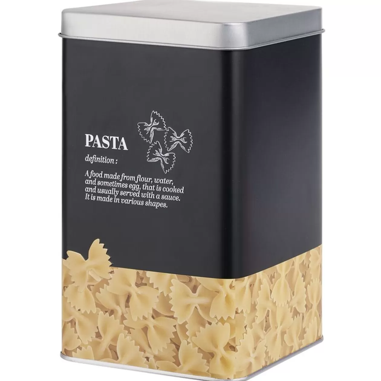 Gifi Boîte à pâtes en métal noir et gris design pasta - 10,7x10,7xH.17,5cm< Conservation Alimentaire