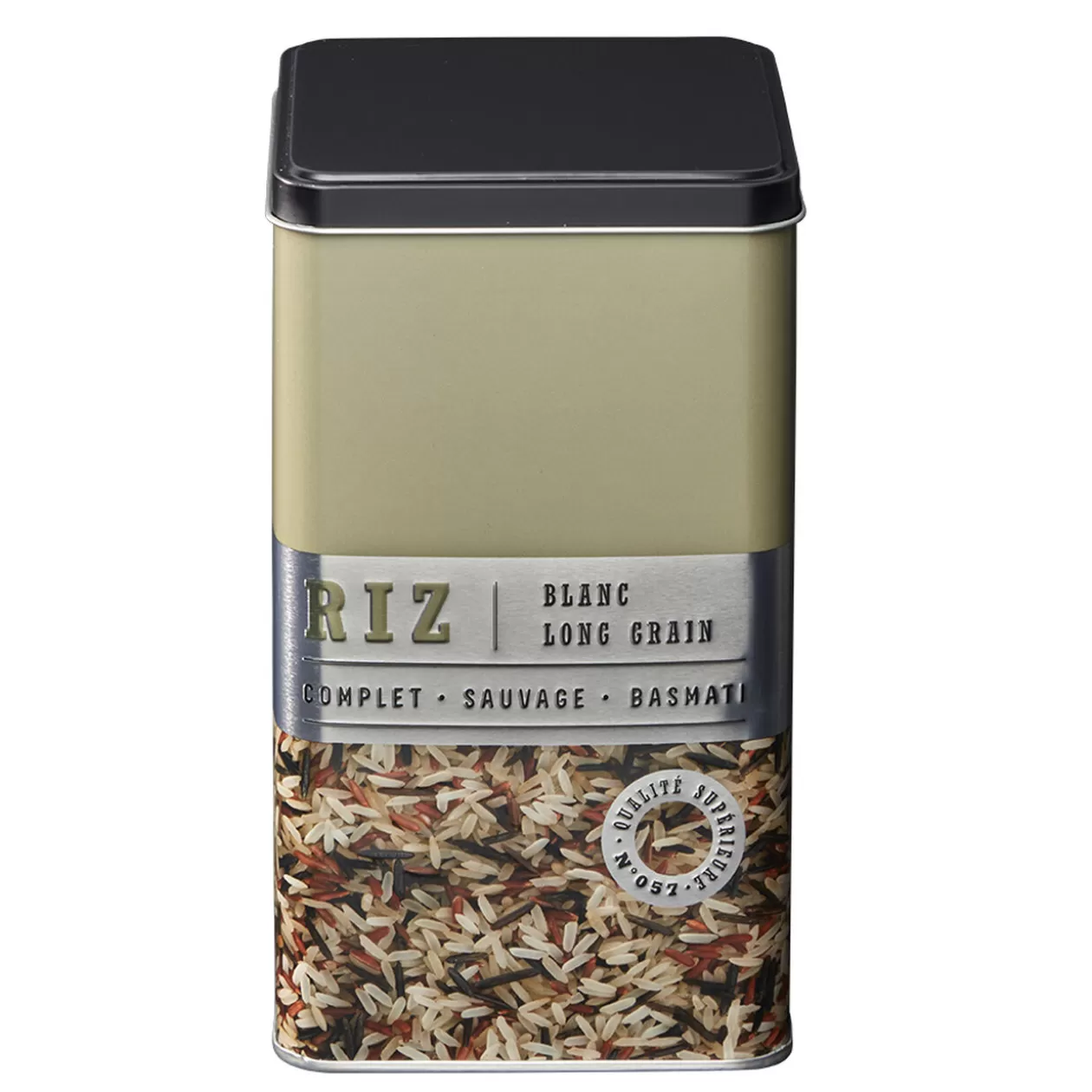 Gifi Boîte à riz carrée en métal décorée beige< Conservation Alimentaire
